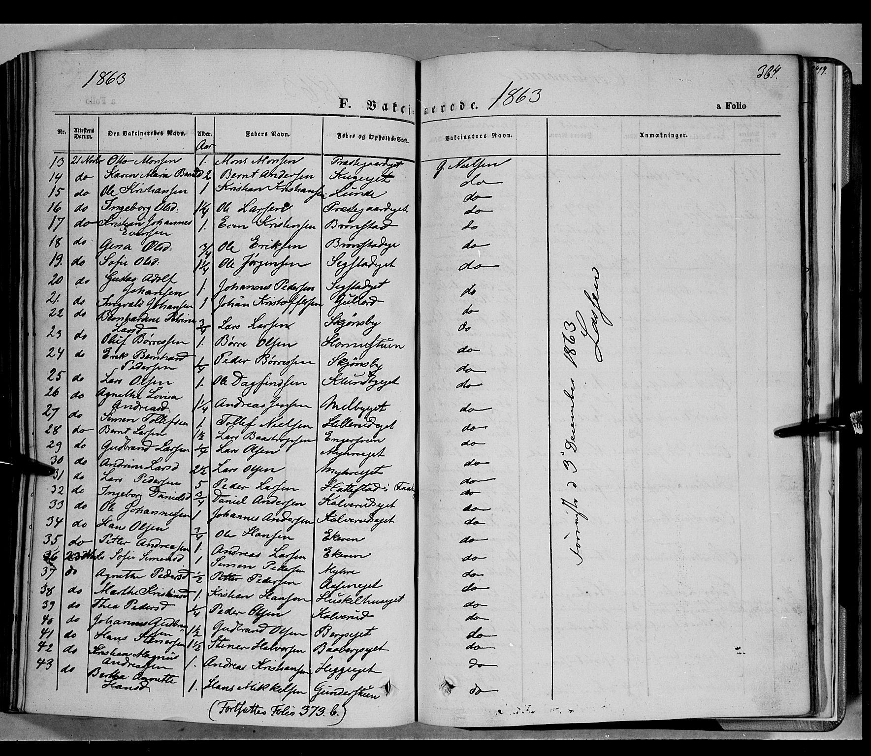 Biri prestekontor, SAH/PREST-096/H/Ha/Haa/L0005: Parish register (official) no. 5, 1843-1854, p. 364