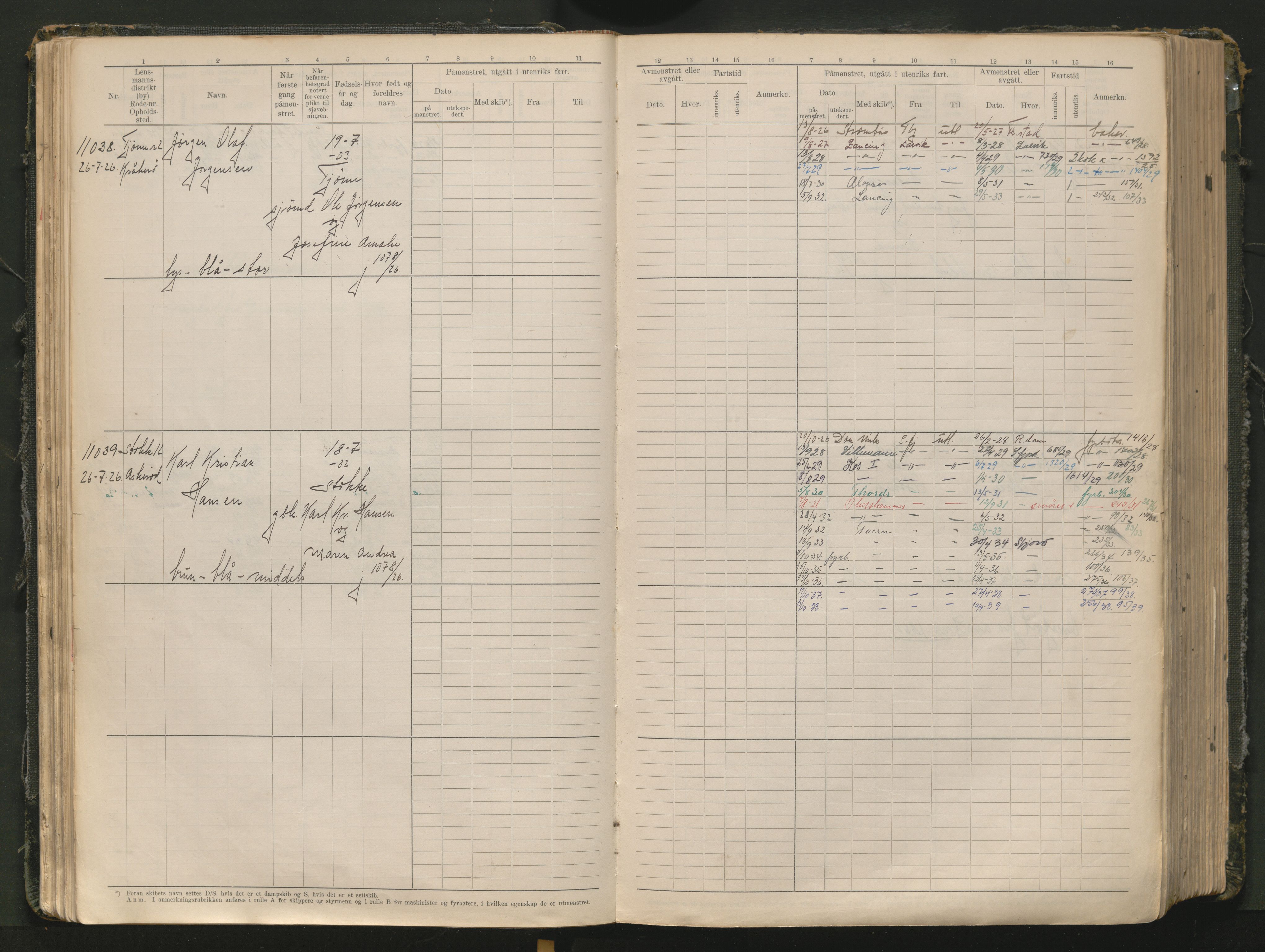 Tønsberg innrulleringskontor, AV/SAKO-A-786/F/Fc/Fcb/L0012: Hovedrulle Patent nr. 10828-12216, 1925-1948