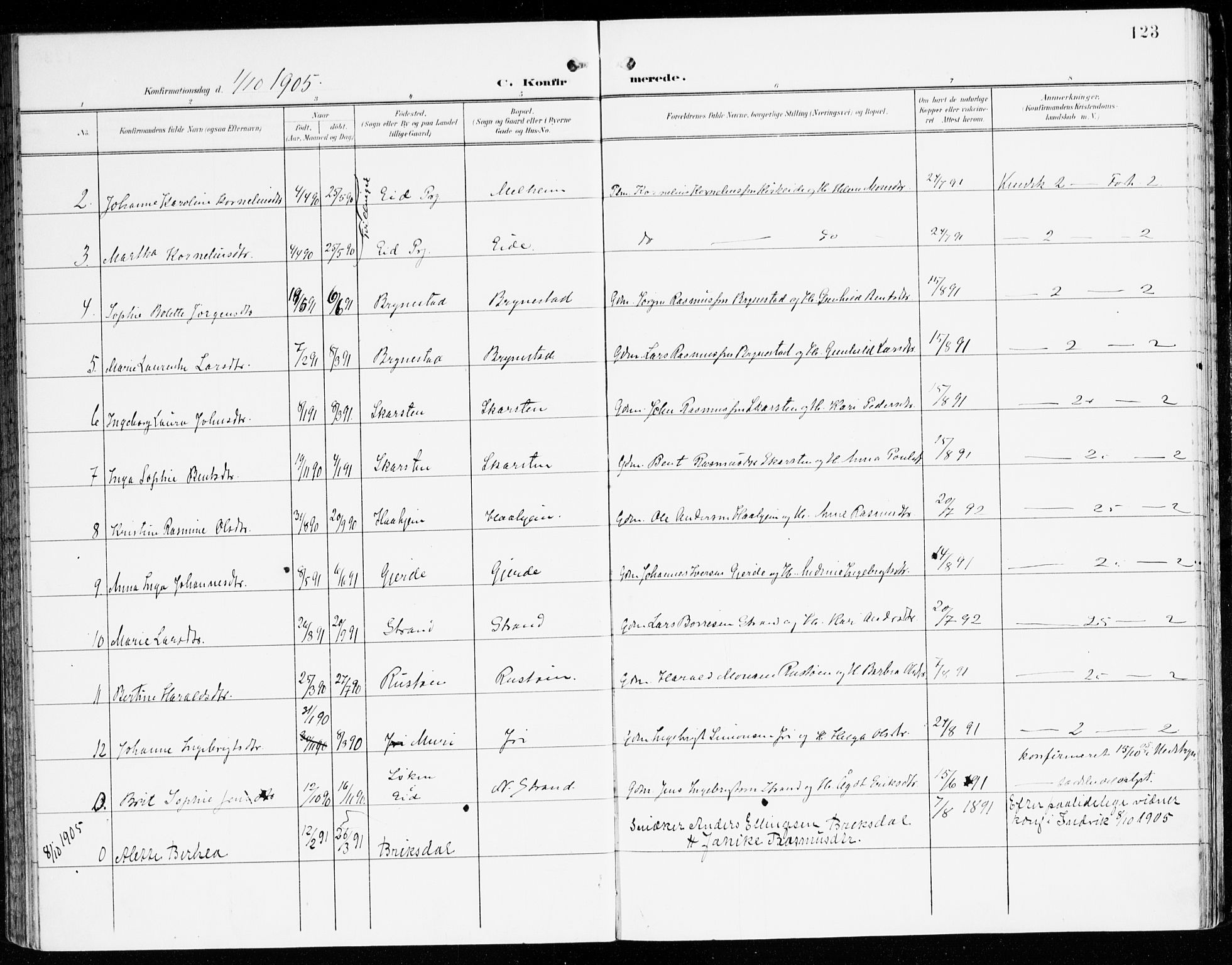 Innvik sokneprestembete, AV/SAB-A-80501: Parish register (official) no. C 2, 1900-1920, p. 123