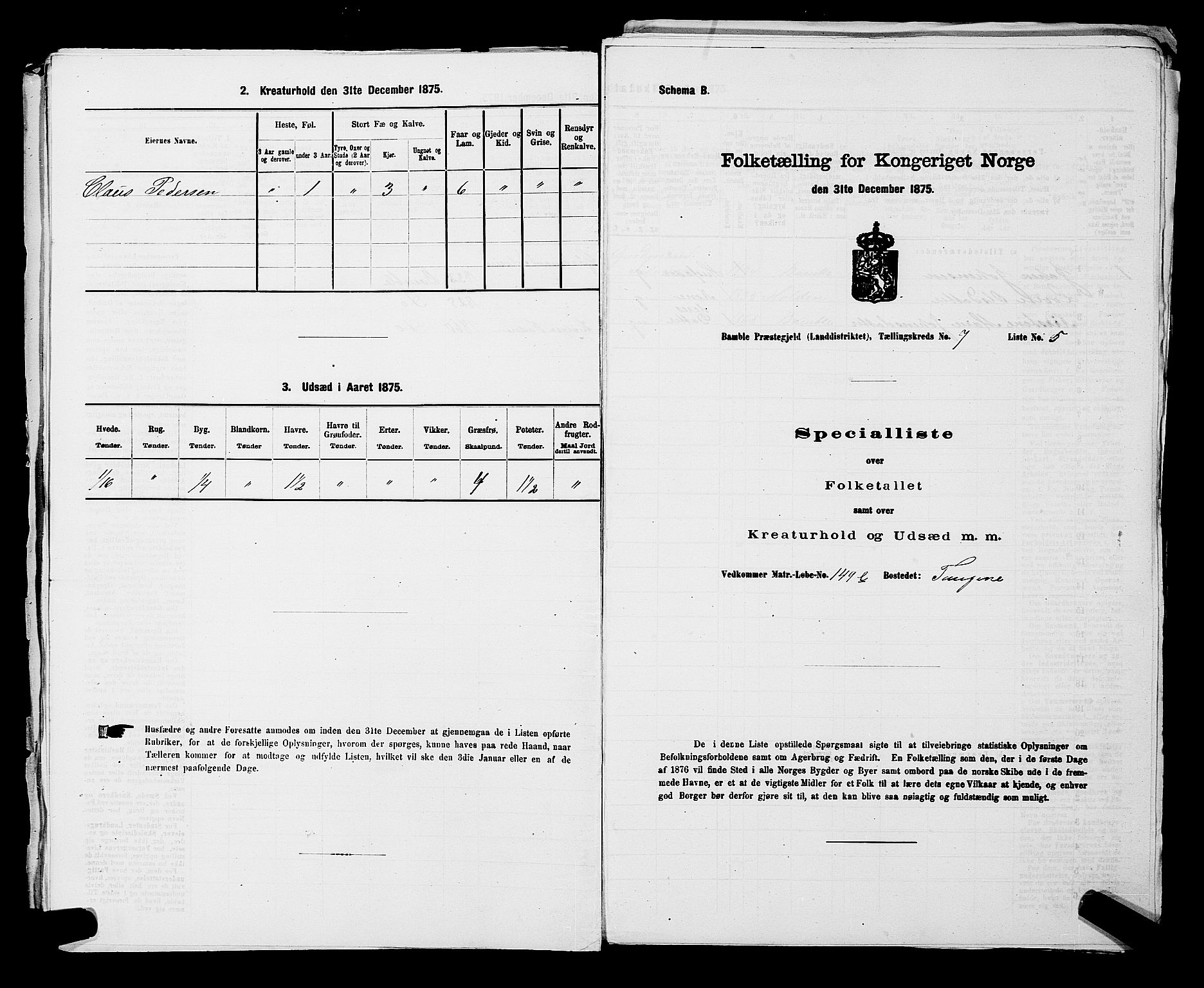 SAKO, 1875 census for 0814L Bamble/Bamble, 1875, p. 953