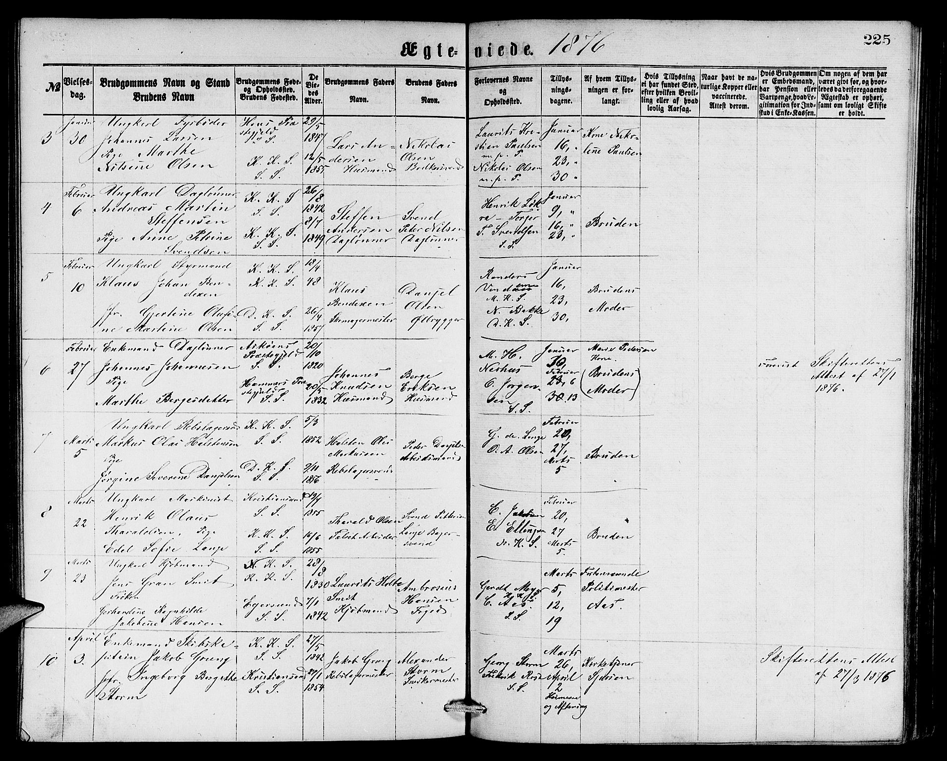 Sandviken Sokneprestembete, SAB/A-77601/H/Hb: Parish register (copy) no. A 1, 1867-1879, p. 225