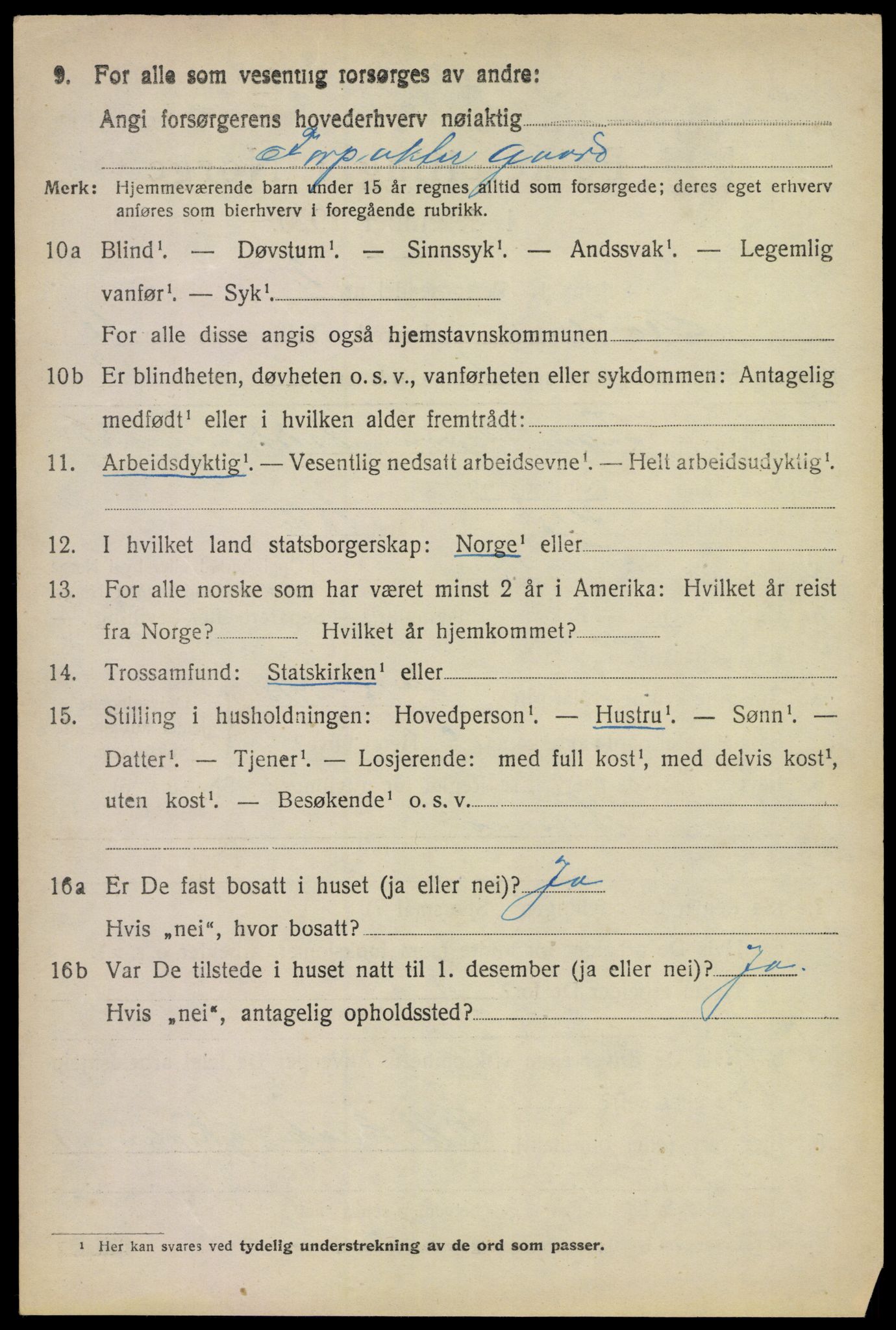 SAKO, 1920 census for Rauland, 1920, p. 2087