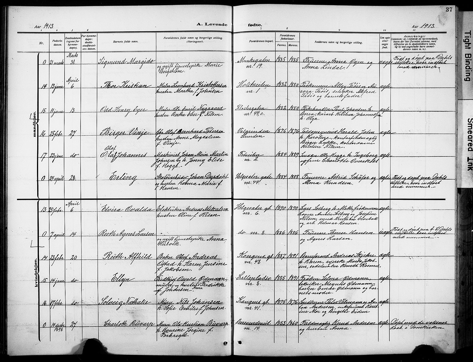 Ministerialprotokoller, klokkerbøker og fødselsregistre - Sør-Trøndelag, AV/SAT-A-1456/601/L0096: Parish register (copy) no. 601C14, 1911-1931, p. 37