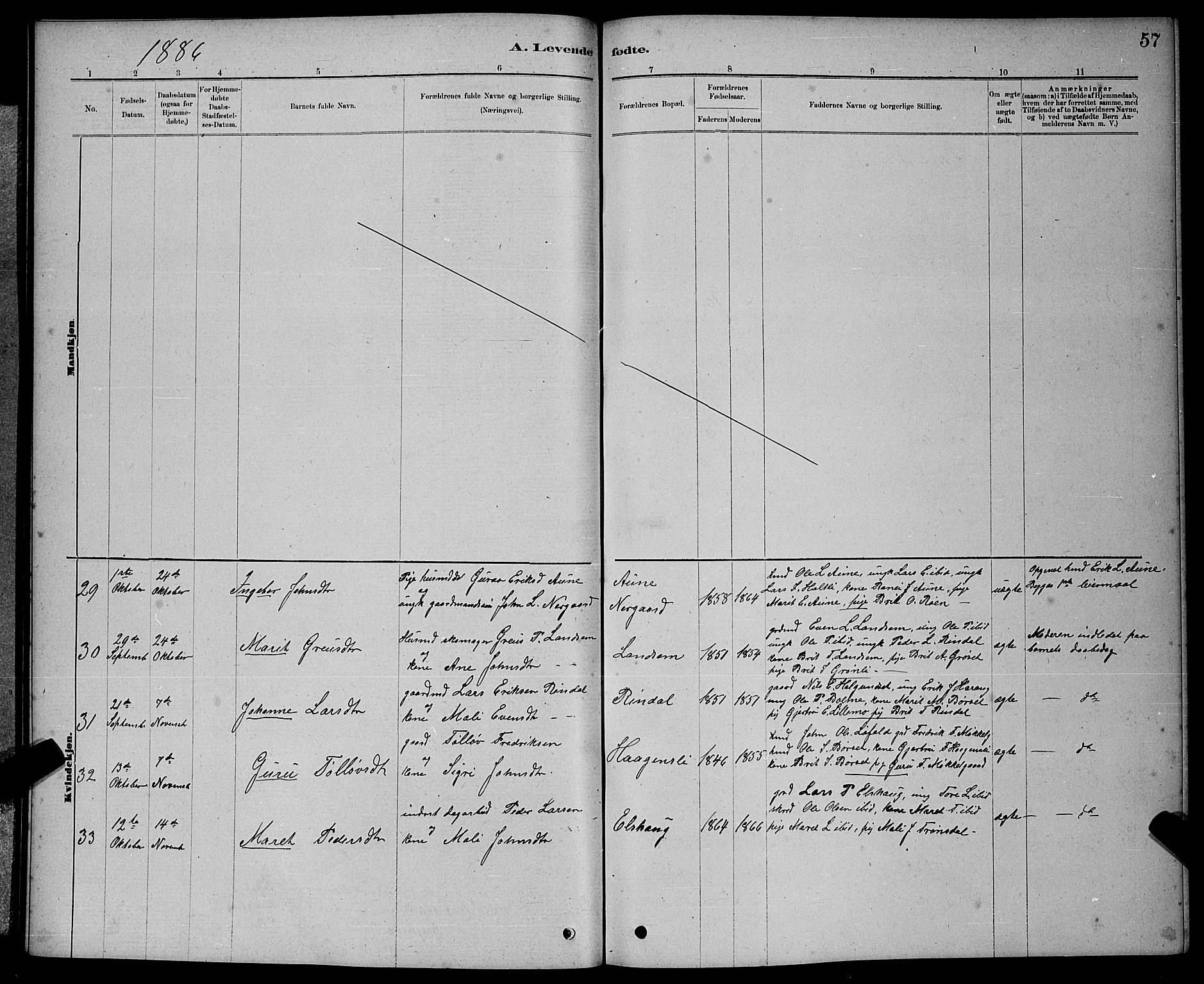 Ministerialprotokoller, klokkerbøker og fødselsregistre - Møre og Romsdal, AV/SAT-A-1454/598/L1077: Parish register (copy) no. 598C02, 1879-1891, p. 57