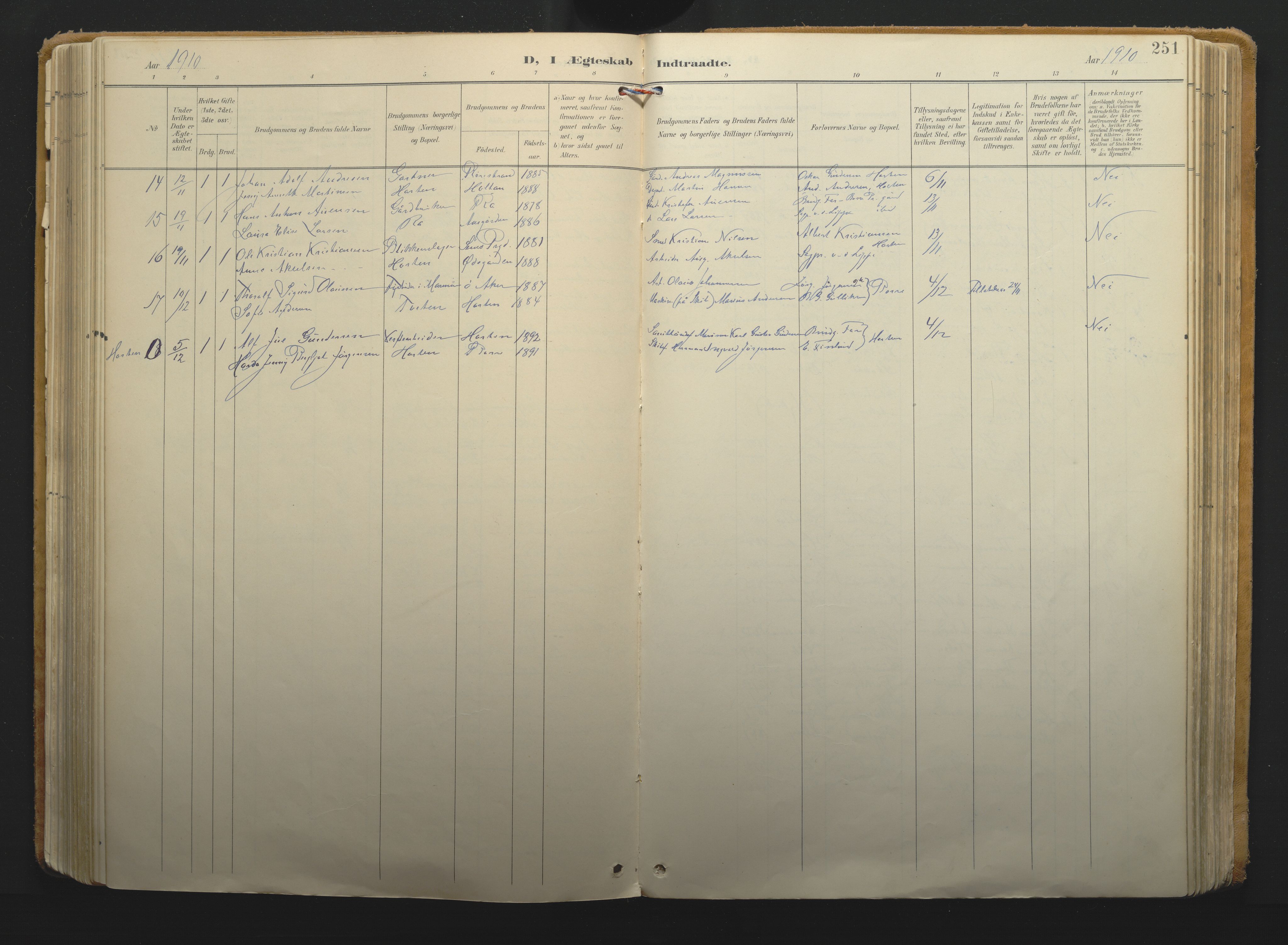 Borre kirkebøker, AV/SAKO-A-338/F/Fa/L0011: Parish register (official) no. I 11, 1897-1921, p. 251