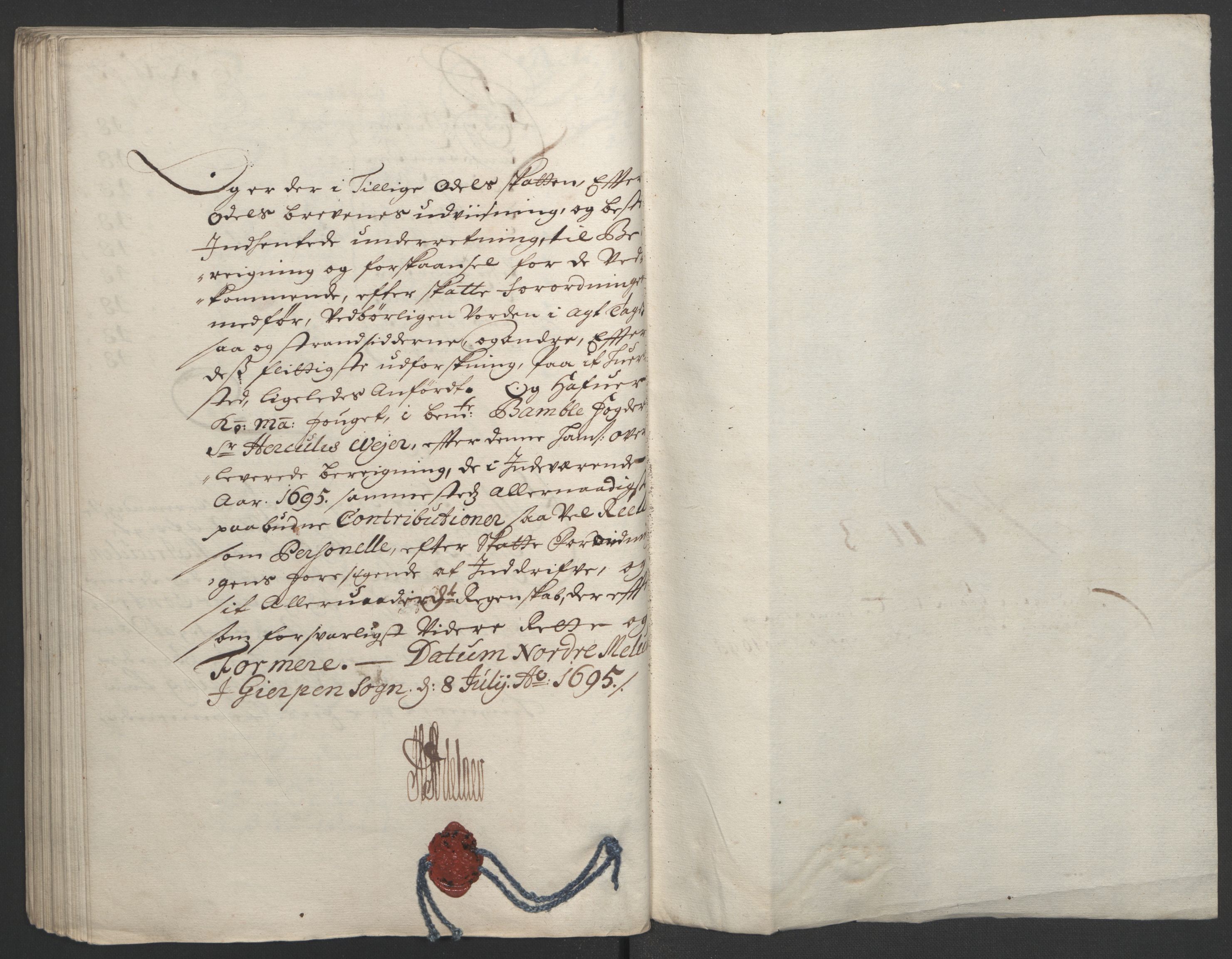 Rentekammeret inntil 1814, Reviderte regnskaper, Fogderegnskap, AV/RA-EA-4092/R36/L2093: Fogderegnskap Øvre og Nedre Telemark og Bamble, 1695, p. 438