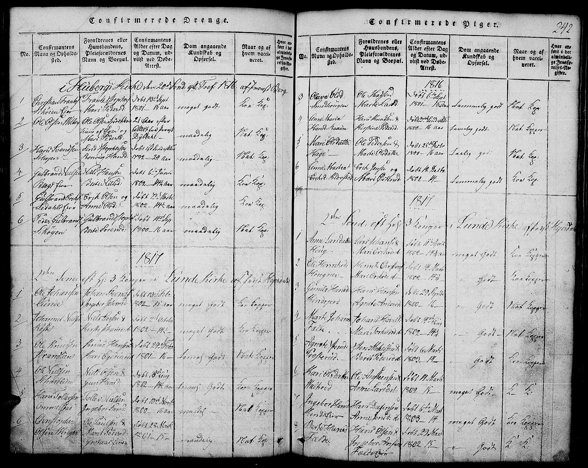 Land prestekontor, SAH/PREST-120/H/Ha/Hab/L0001: Parish register (copy) no. 1, 1814-1833, p. 242