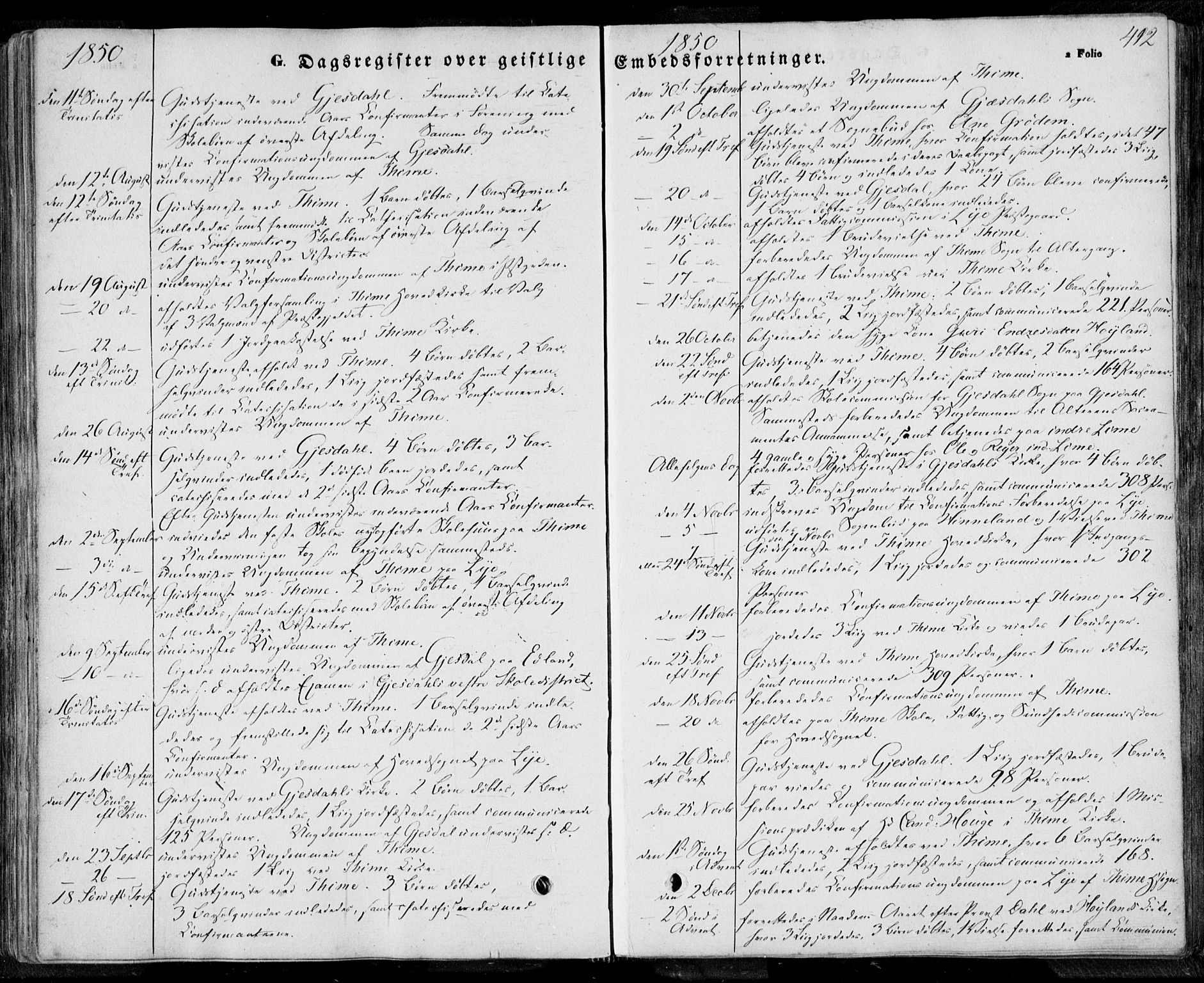 Lye sokneprestkontor, AV/SAST-A-101794/001/30BA/L0006: Parish register (official) no. A 5.2, 1842-1855, p. 412