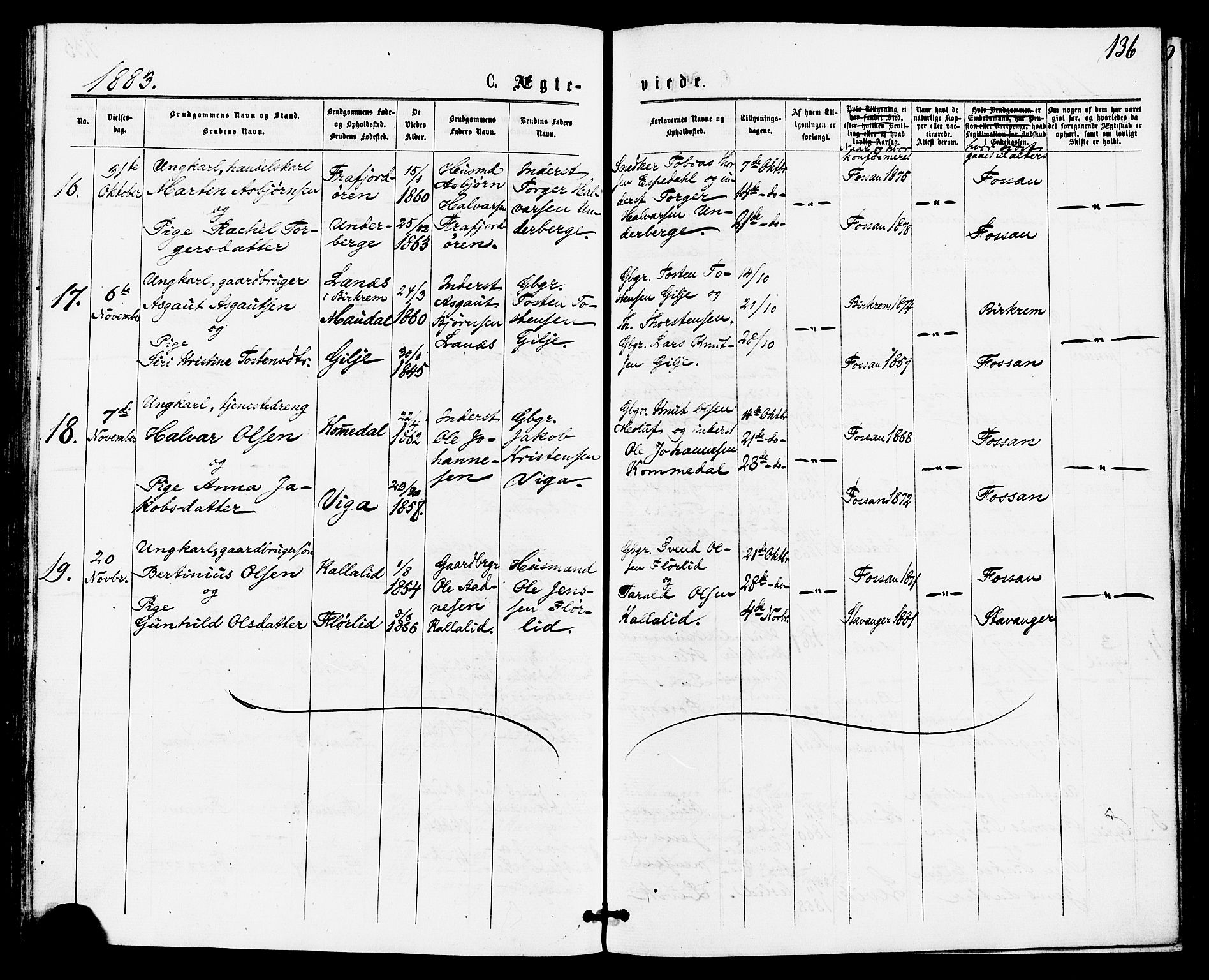 Høgsfjord sokneprestkontor, AV/SAST-A-101624/H/Ha/Haa/L0004: Parish register (official) no. A 4, 1876-1884, p. 136