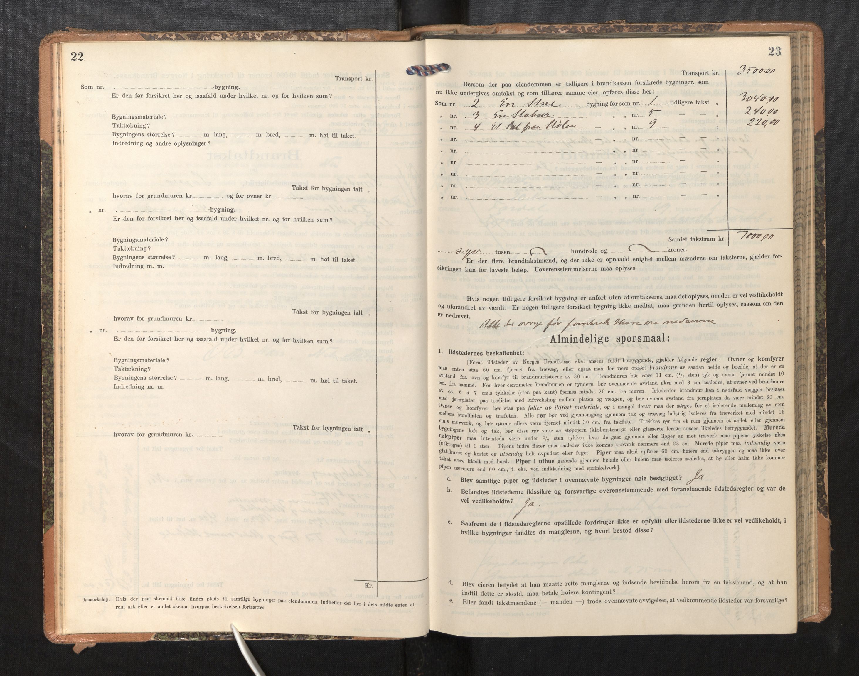 Lensmannen i Sogndal, AV/SAB-A-29901/0012/L0011: Branntakstprotokoll, skjematakst, 1914-1922, p. 22-23