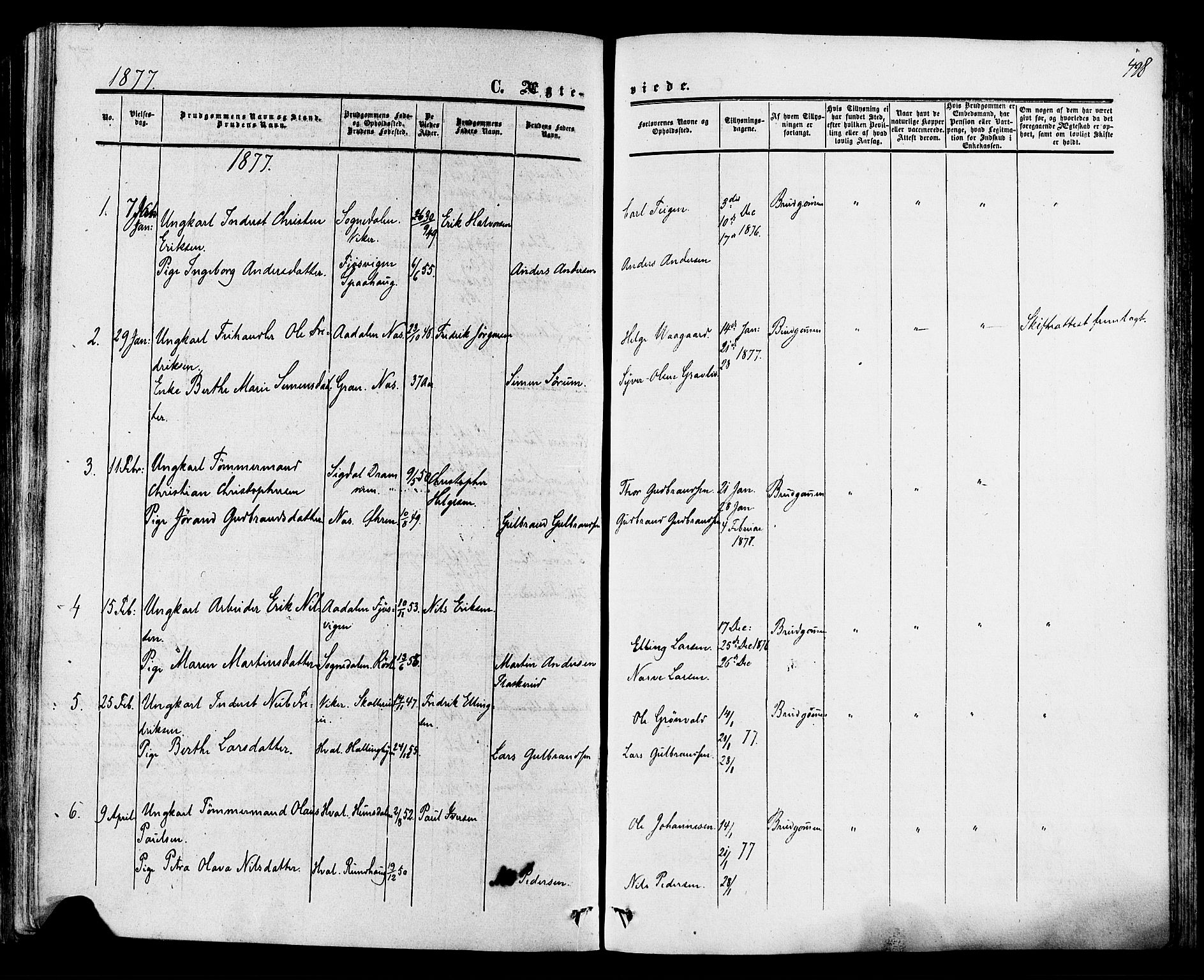 Ådal kirkebøker, AV/SAKO-A-248/F/Fa/L0001: Parish register (official) no. I 1, 1857-1883, p. 498