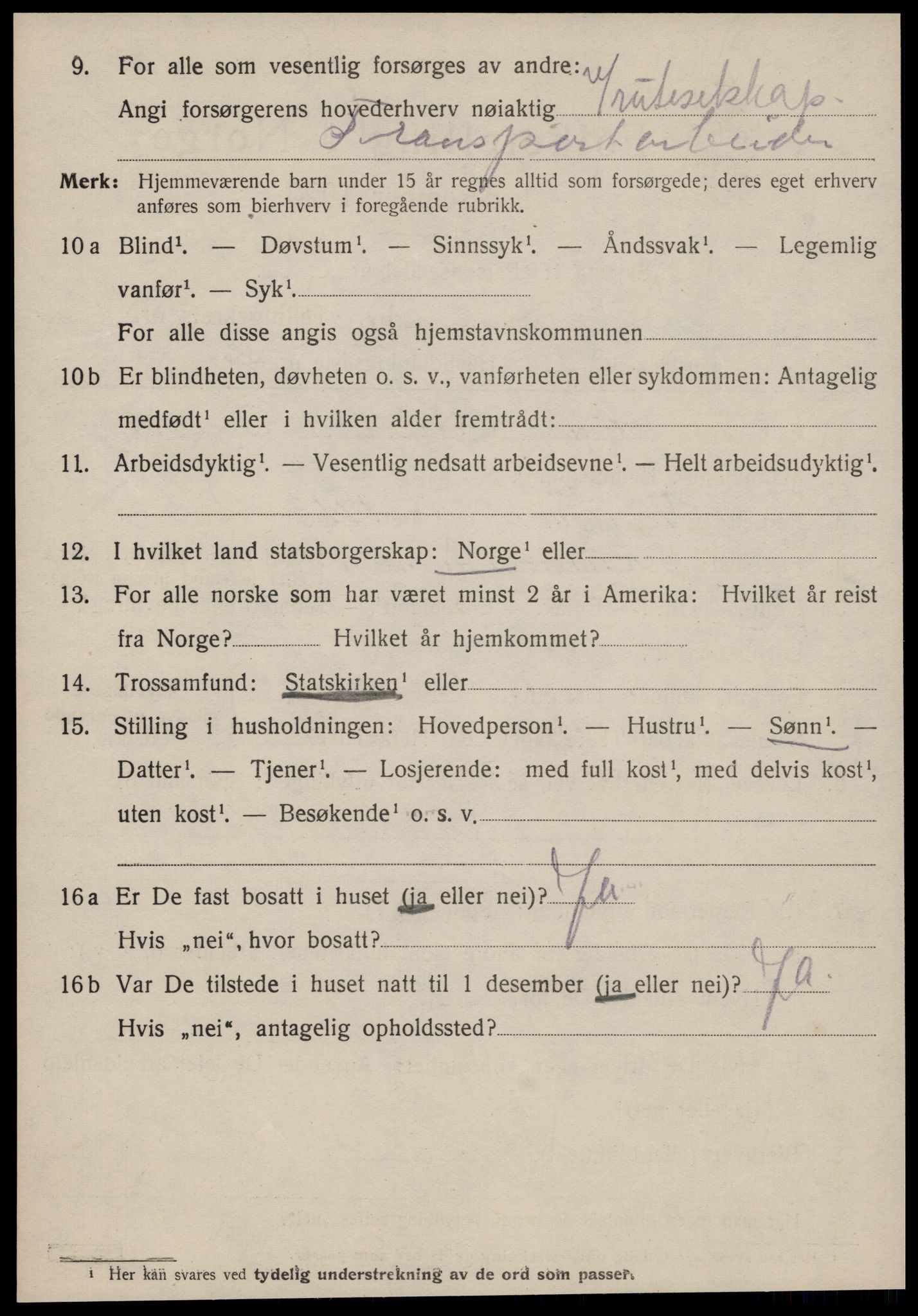 SAT, 1920 census for Kristiansund, 1920, p. 14912