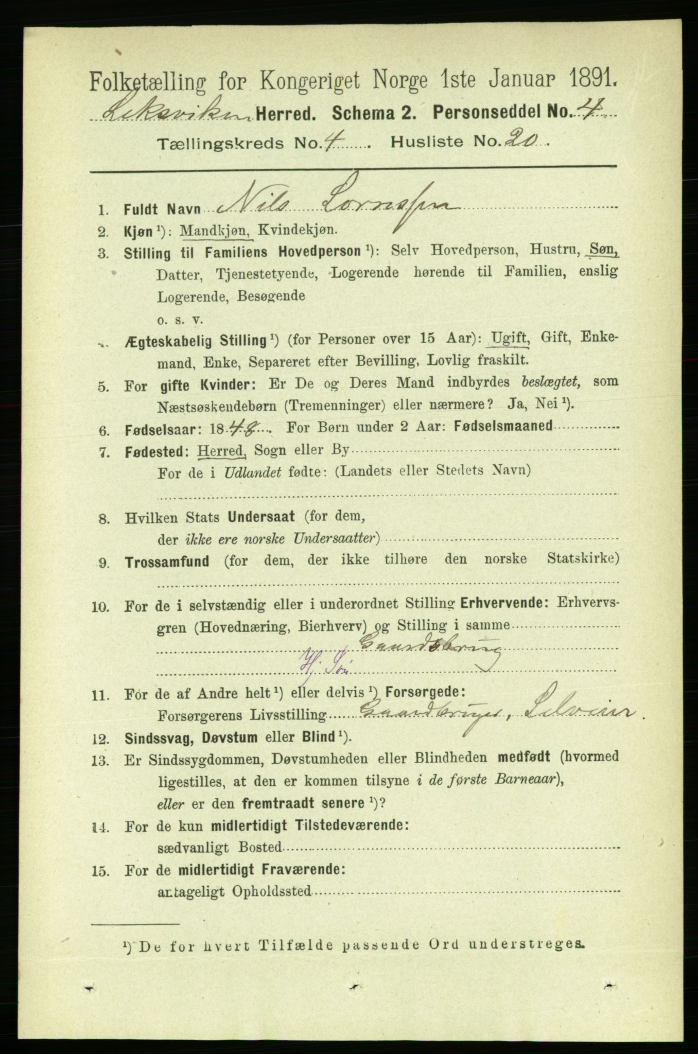 RA, 1891 census for 1718 Leksvik, 1891, p. 2041