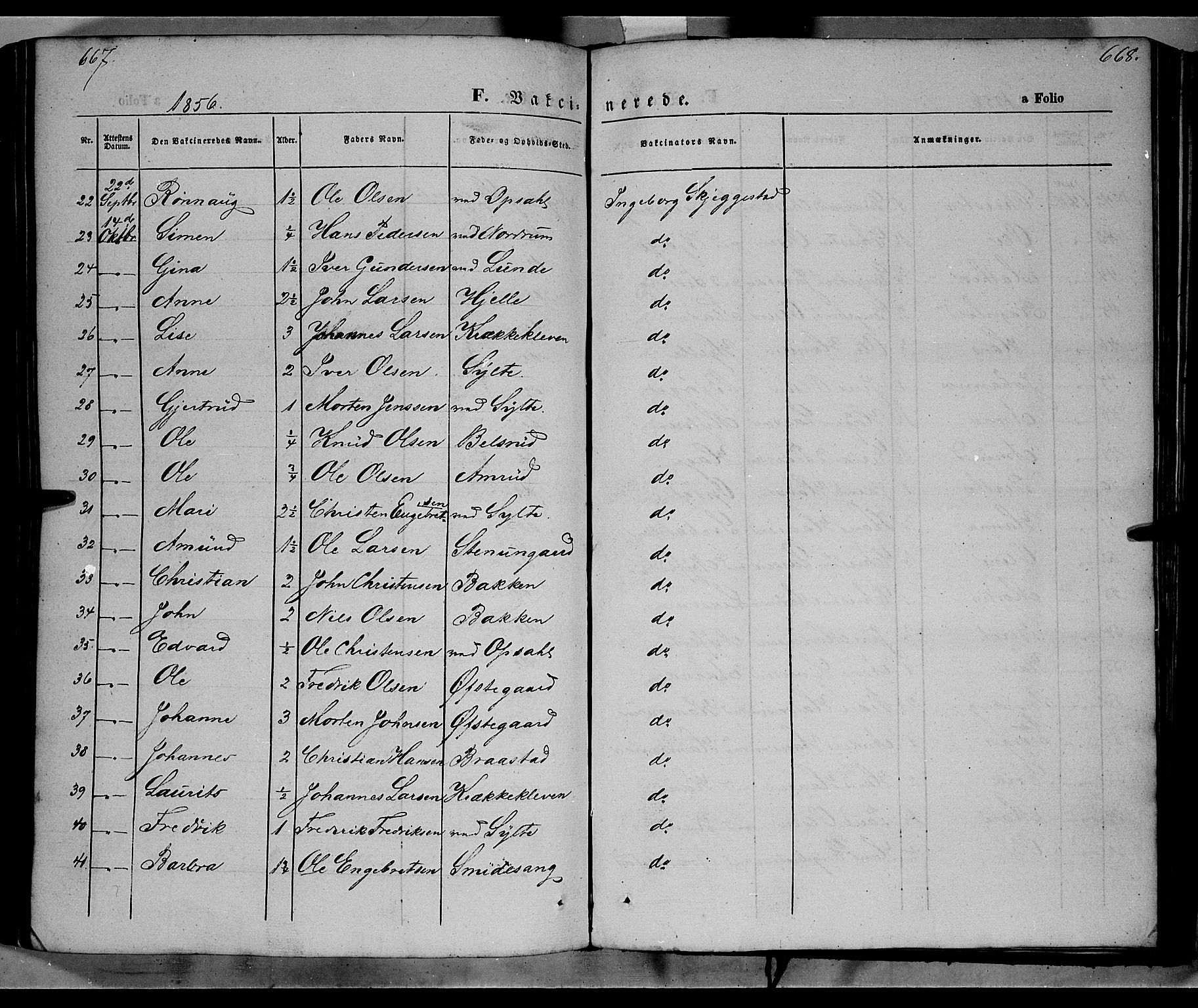 Ringebu prestekontor, SAH/PREST-082/H/Ha/Haa/L0006: Parish register (official) no. 6, 1848-1859, p. 667-668