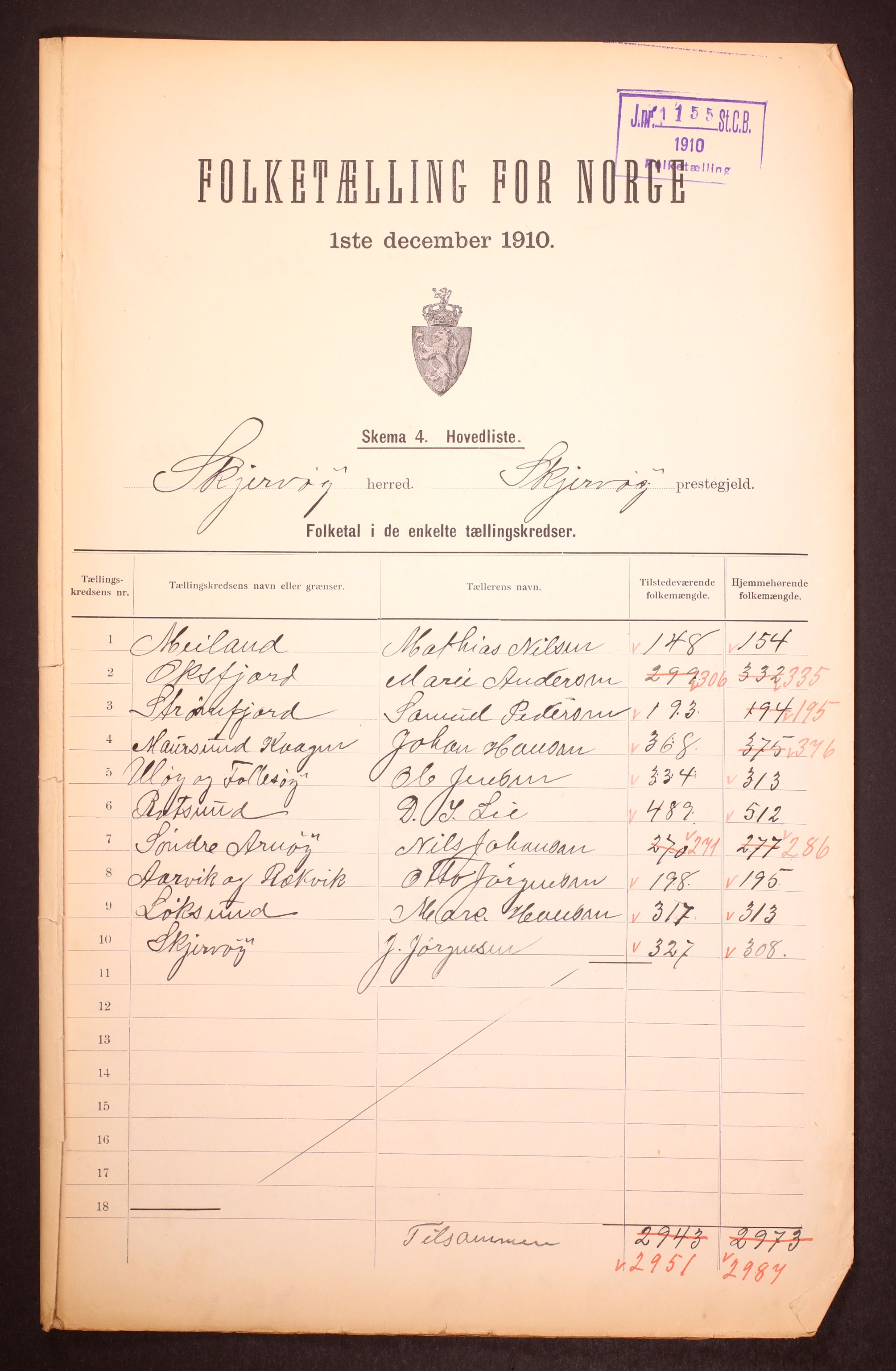 RA, 1910 census for Skjervøy, 1910, p. 2