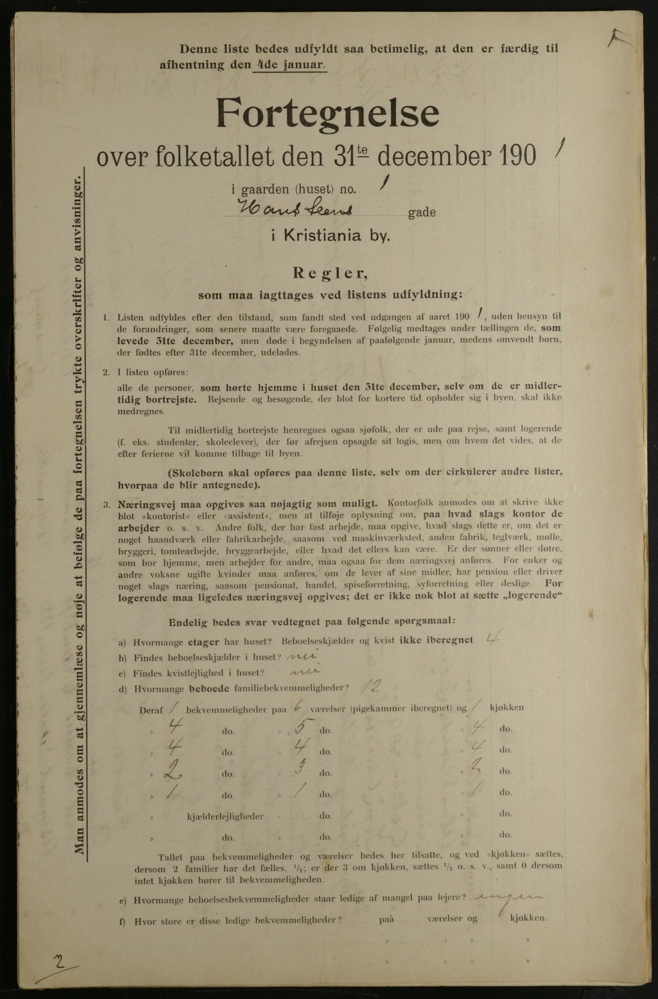 OBA, Municipal Census 1901 for Kristiania, 1901, p. 5603
