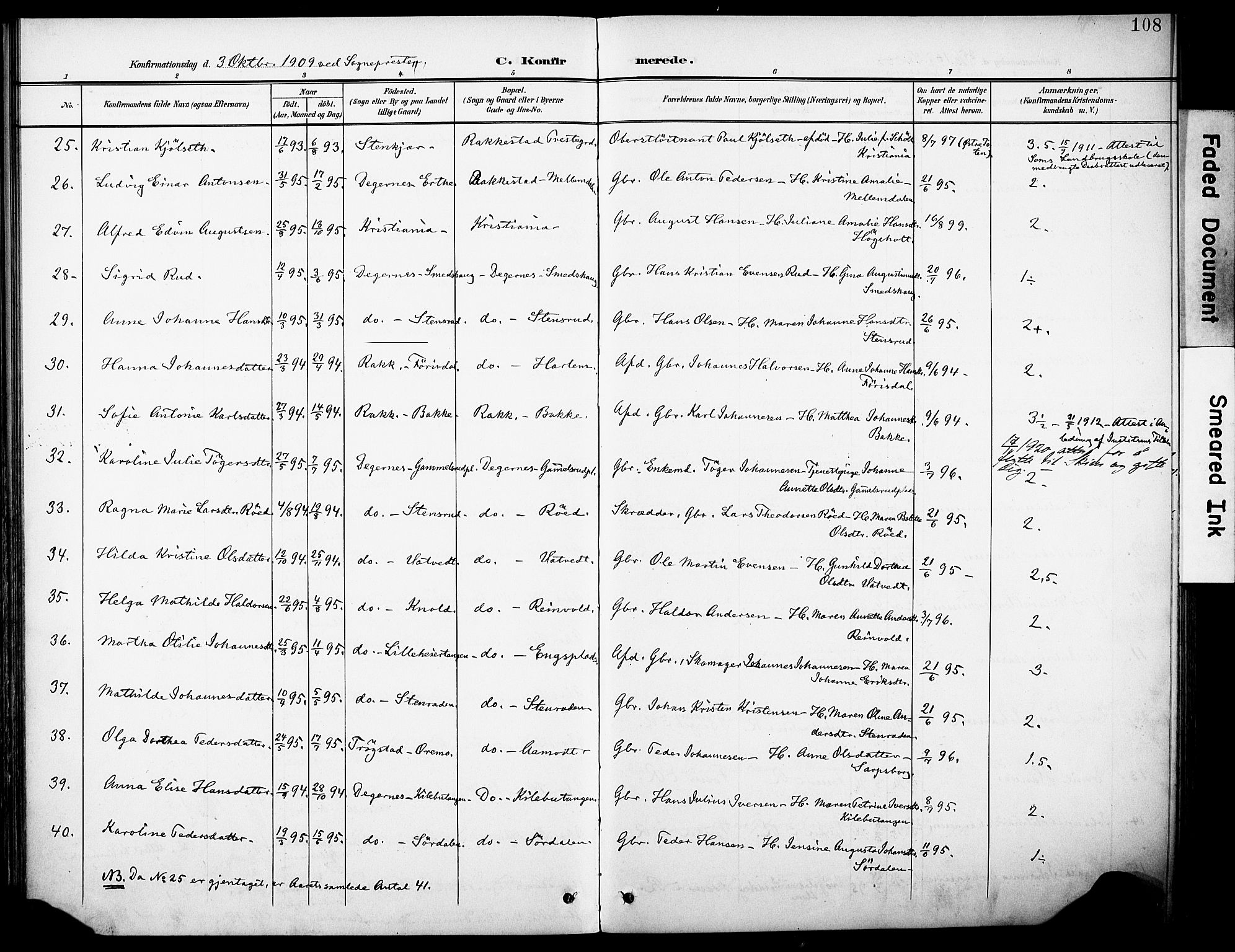 Rakkestad prestekontor Kirkebøker, AV/SAO-A-2008/F/Fb/L0002: Parish register (official) no. II 2, 1900-1920, p. 108