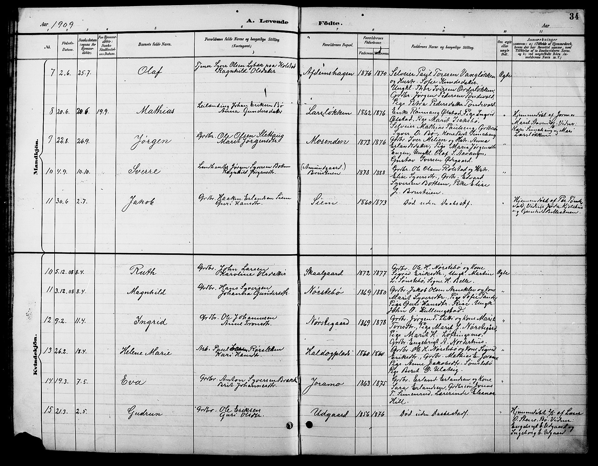 Lesja prestekontor, SAH/PREST-068/H/Ha/Hab/L0007: Parish register (copy) no. 7, 1895-1919, p. 34