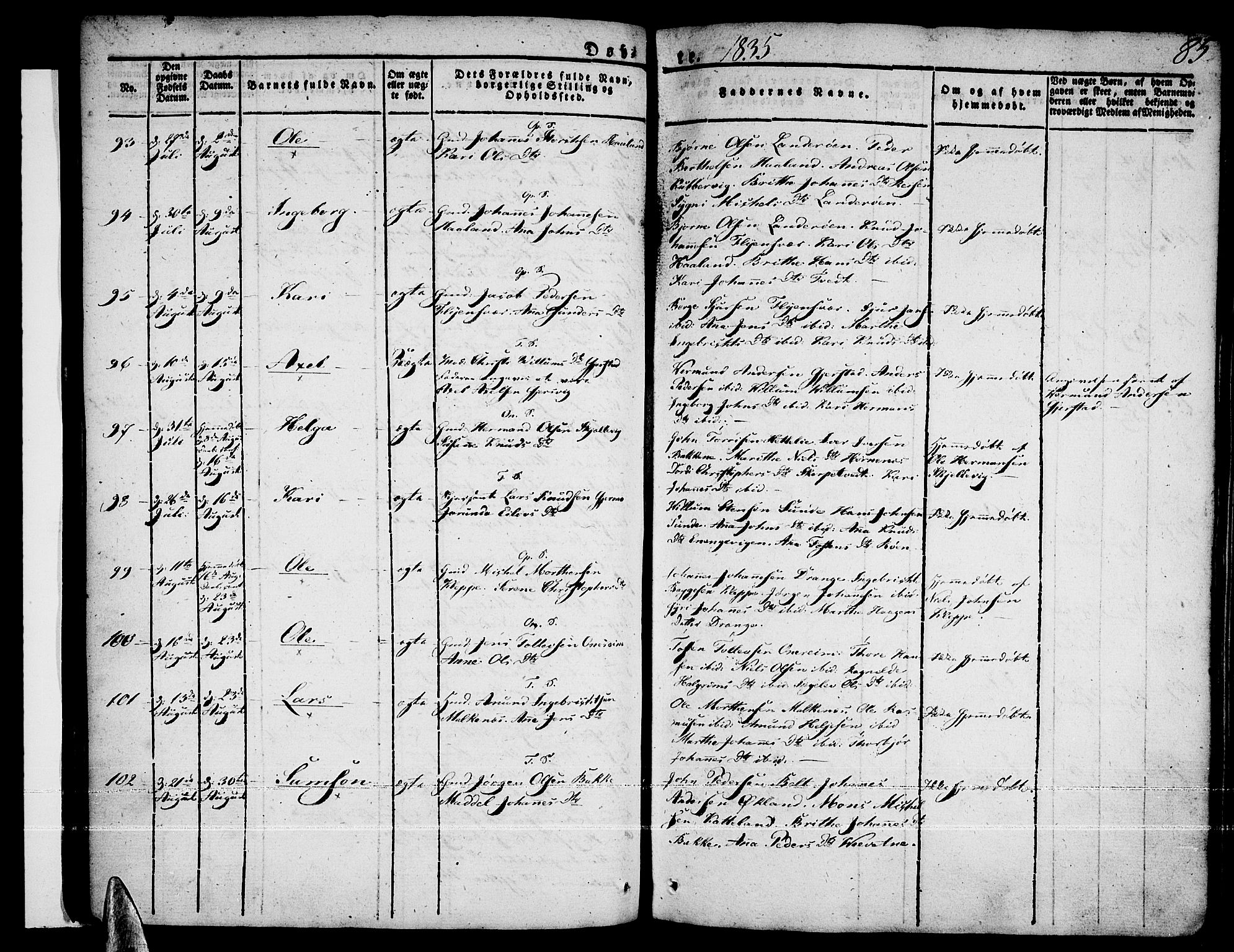 Tysnes sokneprestembete, AV/SAB-A-78601/H/Haa: Parish register (official) no. A 8, 1826-1837, p. 85