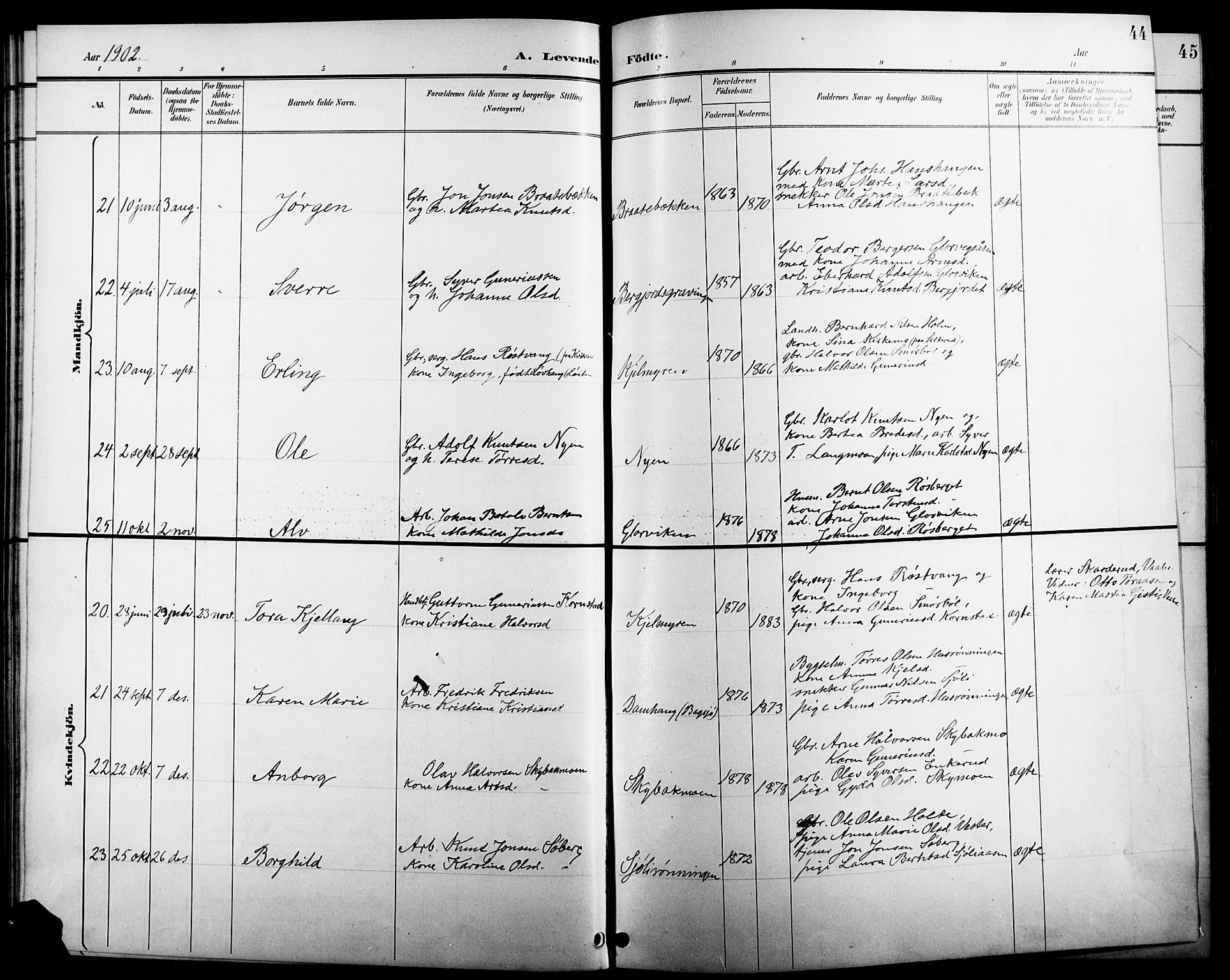 Åsnes prestekontor, AV/SAH-PREST-042/H/Ha/Hab/L0005: Parish register (copy) no. 5, 1895-1920, p. 44