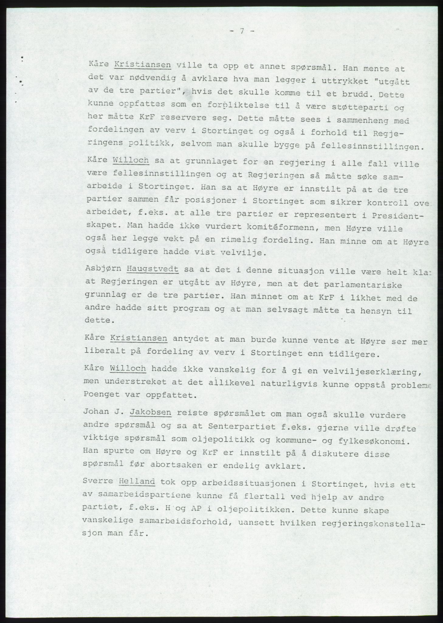 Forhandlingsmøtene 1981 mellom Høyre, KrF og Senterpartiet om dannelse av regjering, AV/RA-PA-0695/A/L0001: Forhandlingsprotokoll, 1981, p. 12