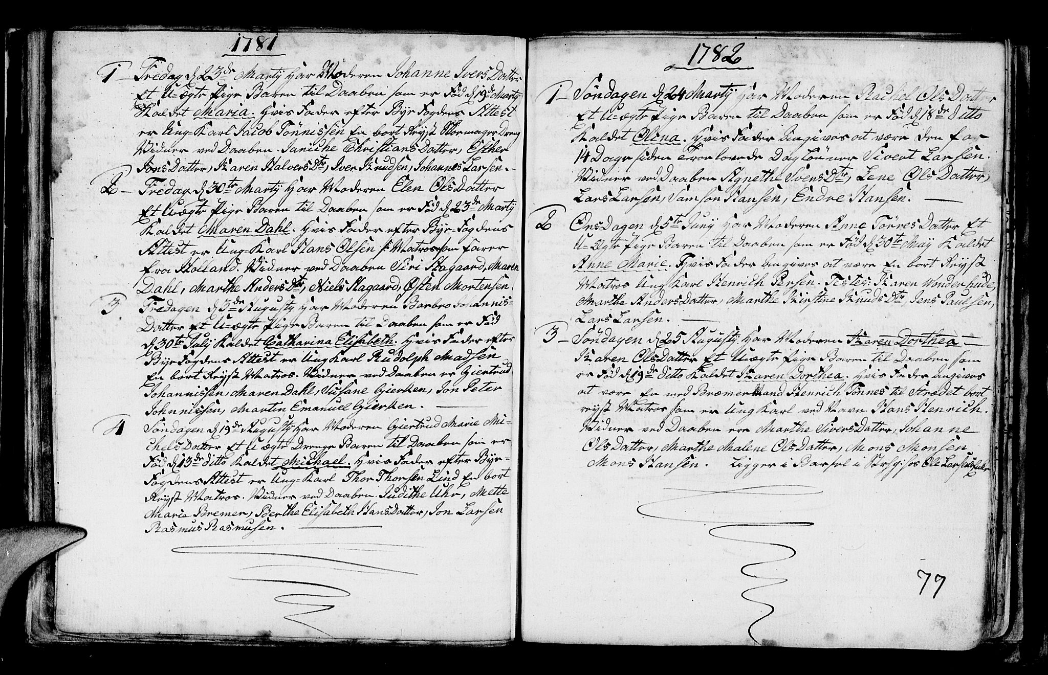 Nykirken Sokneprestembete, SAB/A-77101/H/Haa/L0001: Parish register (official) no. A 1, 1668-1820, p. 77