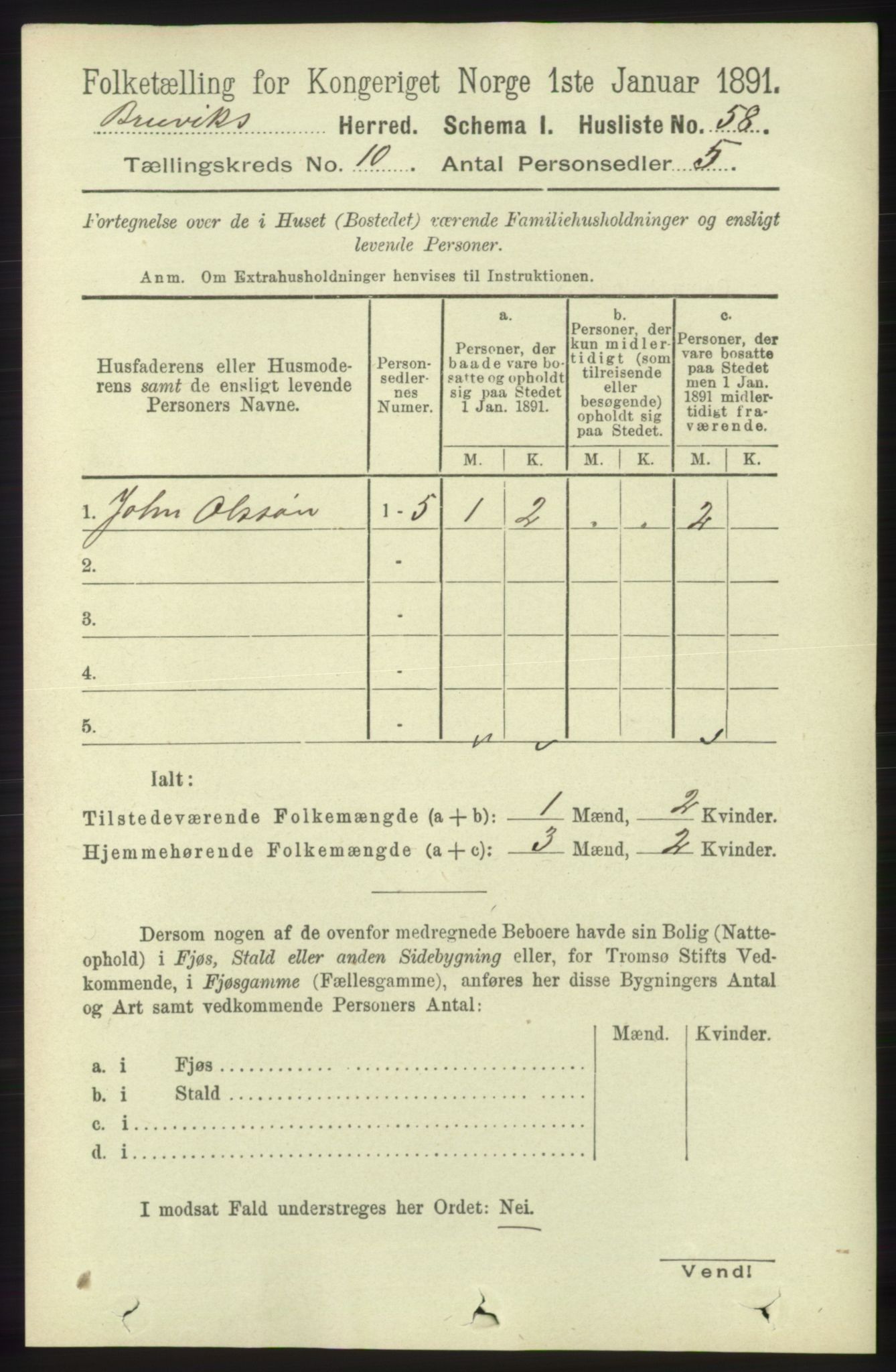 RA, 1891 census for 1251 Bruvik, 1891, p. 3646