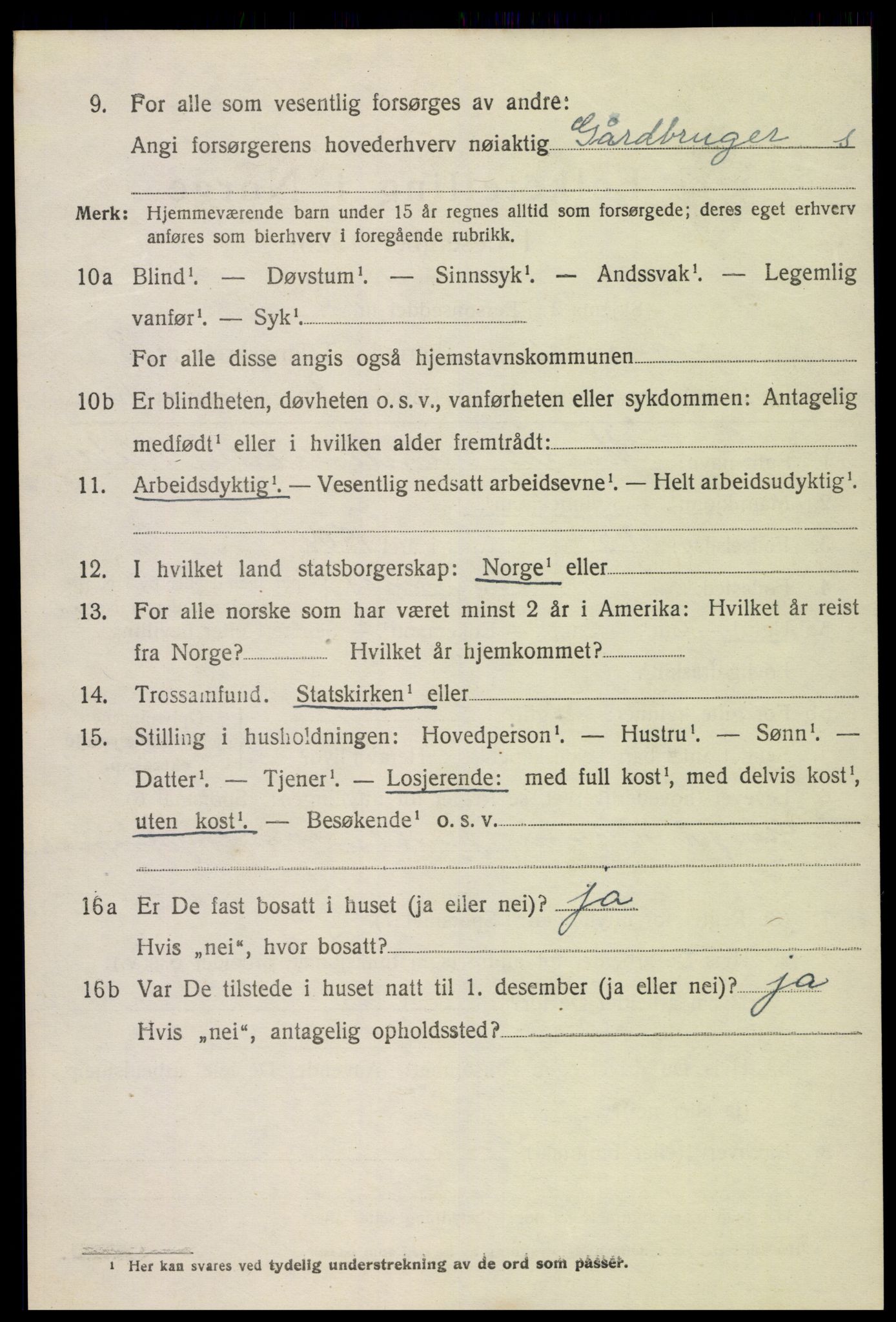 SAK, 1920 census for Hornnes, 1920, p. 1846