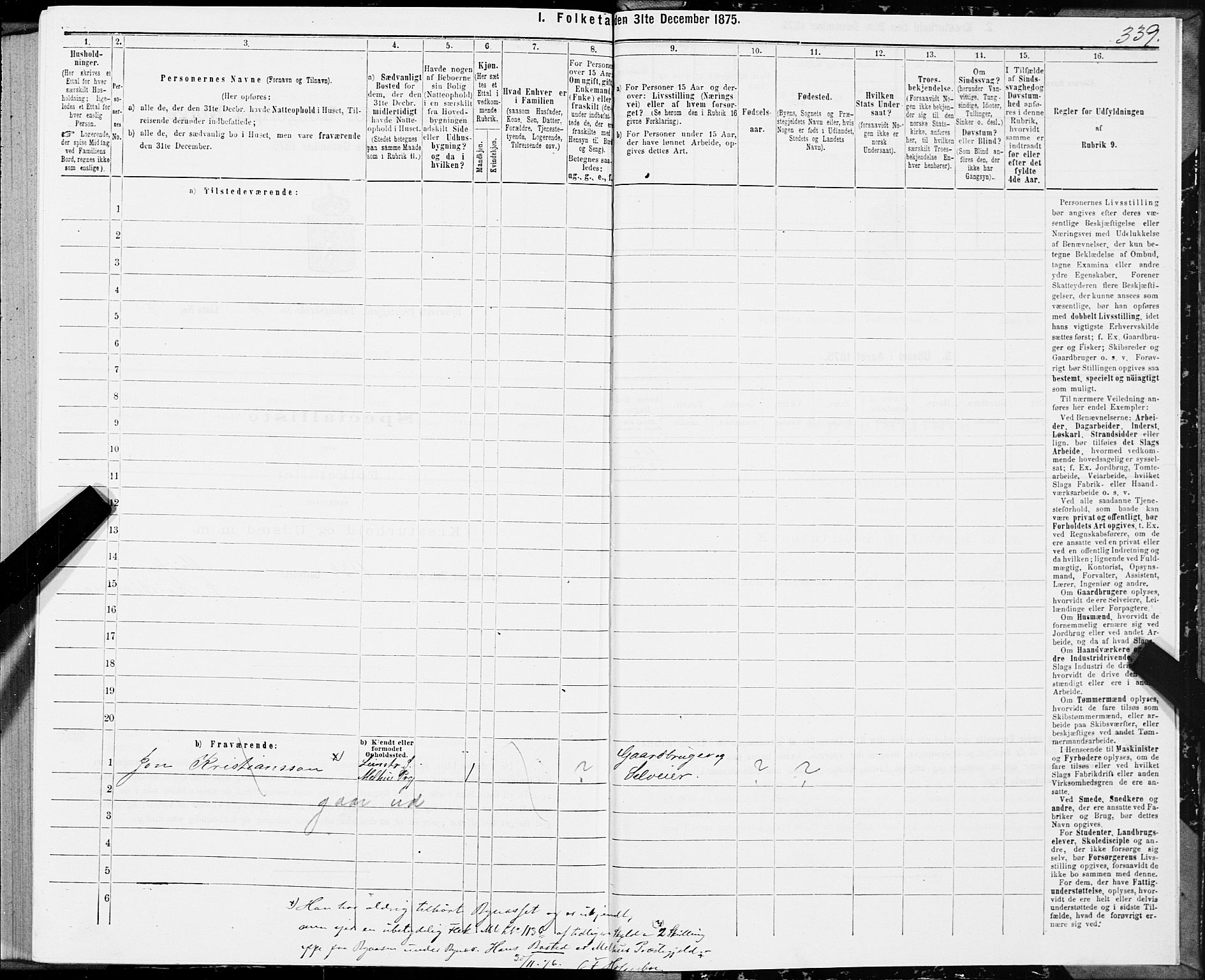 SAT, 1875 census for 1655P Byneset, 1875, p. 2339