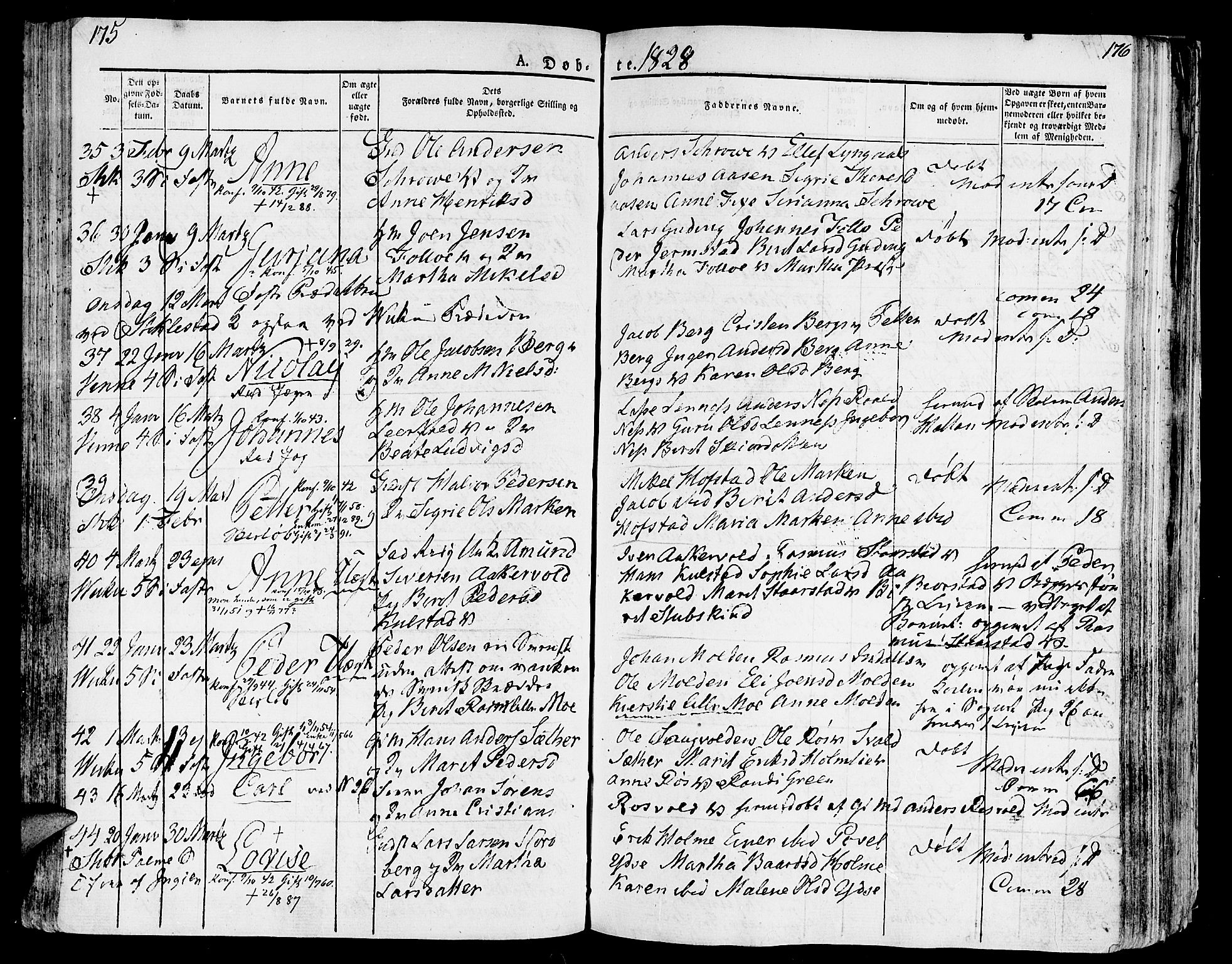 Ministerialprotokoller, klokkerbøker og fødselsregistre - Nord-Trøndelag, SAT/A-1458/723/L0237: Parish register (official) no. 723A06, 1822-1830, p. 175-176