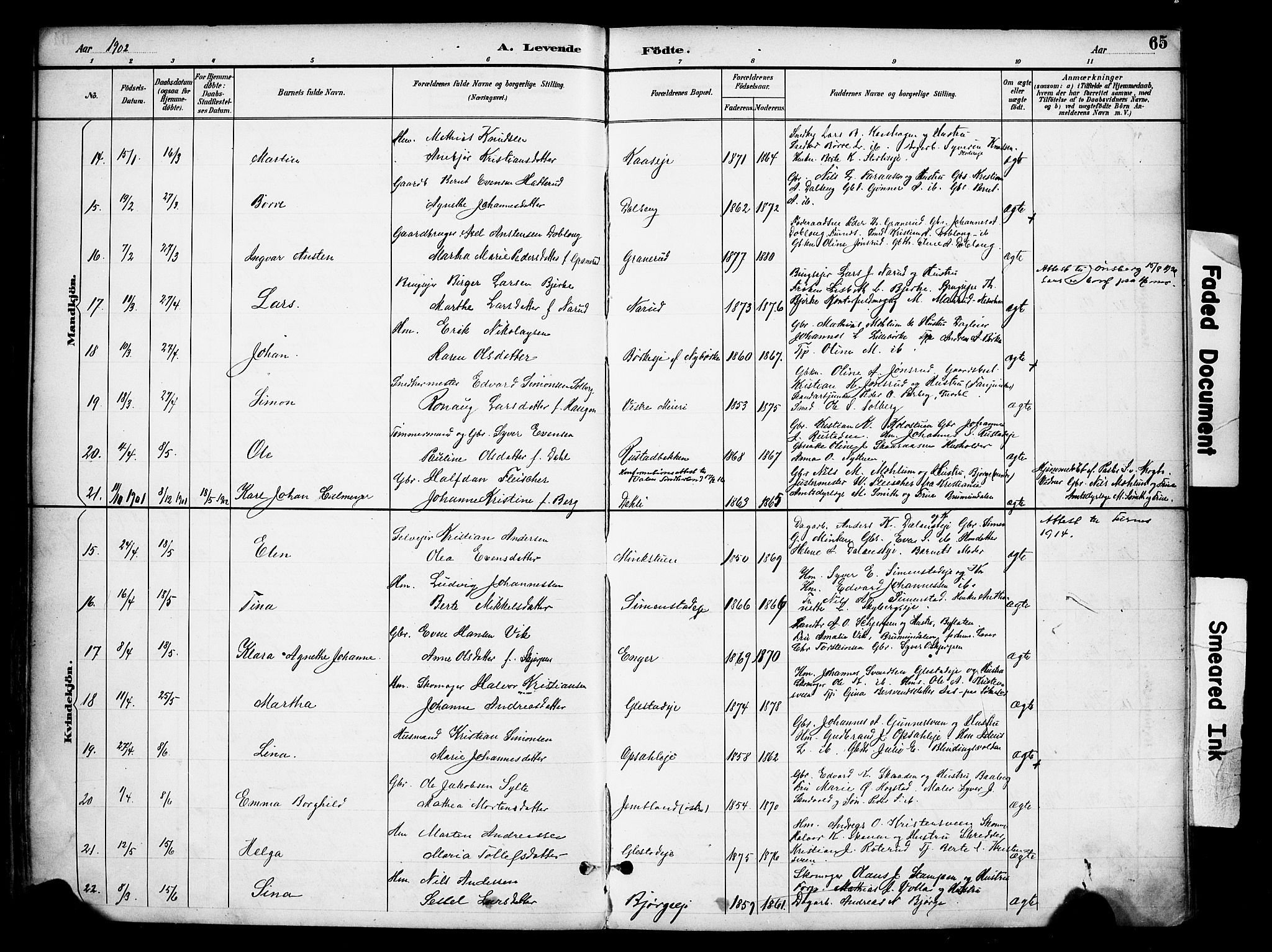 Ringsaker prestekontor, AV/SAH-PREST-014/K/Ka/L0016: Parish register (official) no. 16, 1891-1904, p. 65