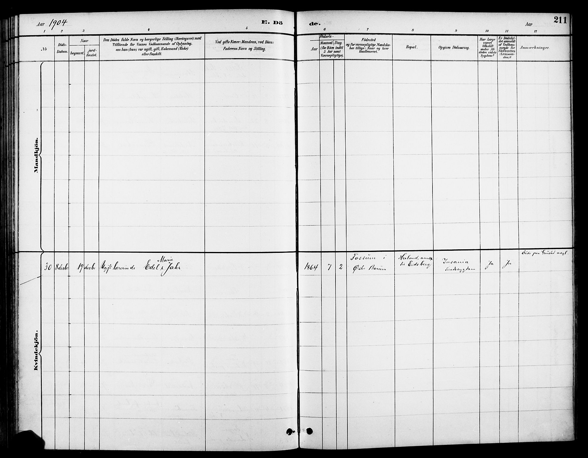 Asker prestekontor Kirkebøker, AV/SAO-A-10256a/F/Fc/L0003: Parish register (official) no. III 3, 1892-1904, p. 211
