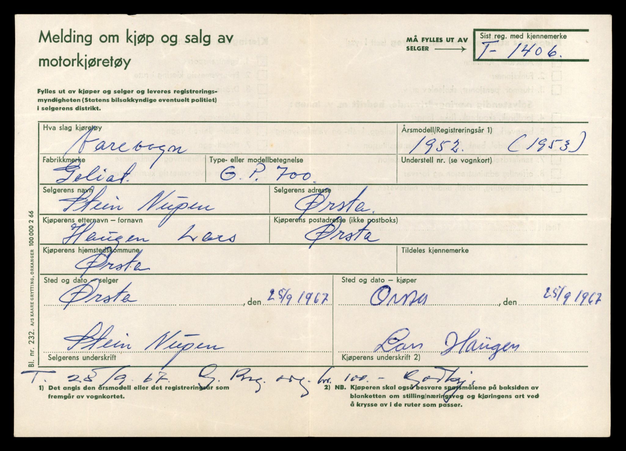 Møre og Romsdal vegkontor - Ålesund trafikkstasjon, AV/SAT-A-4099/F/Fe/L0012: Registreringskort for kjøretøy T 1290 - T 1450, 1927-1998, p. 2620