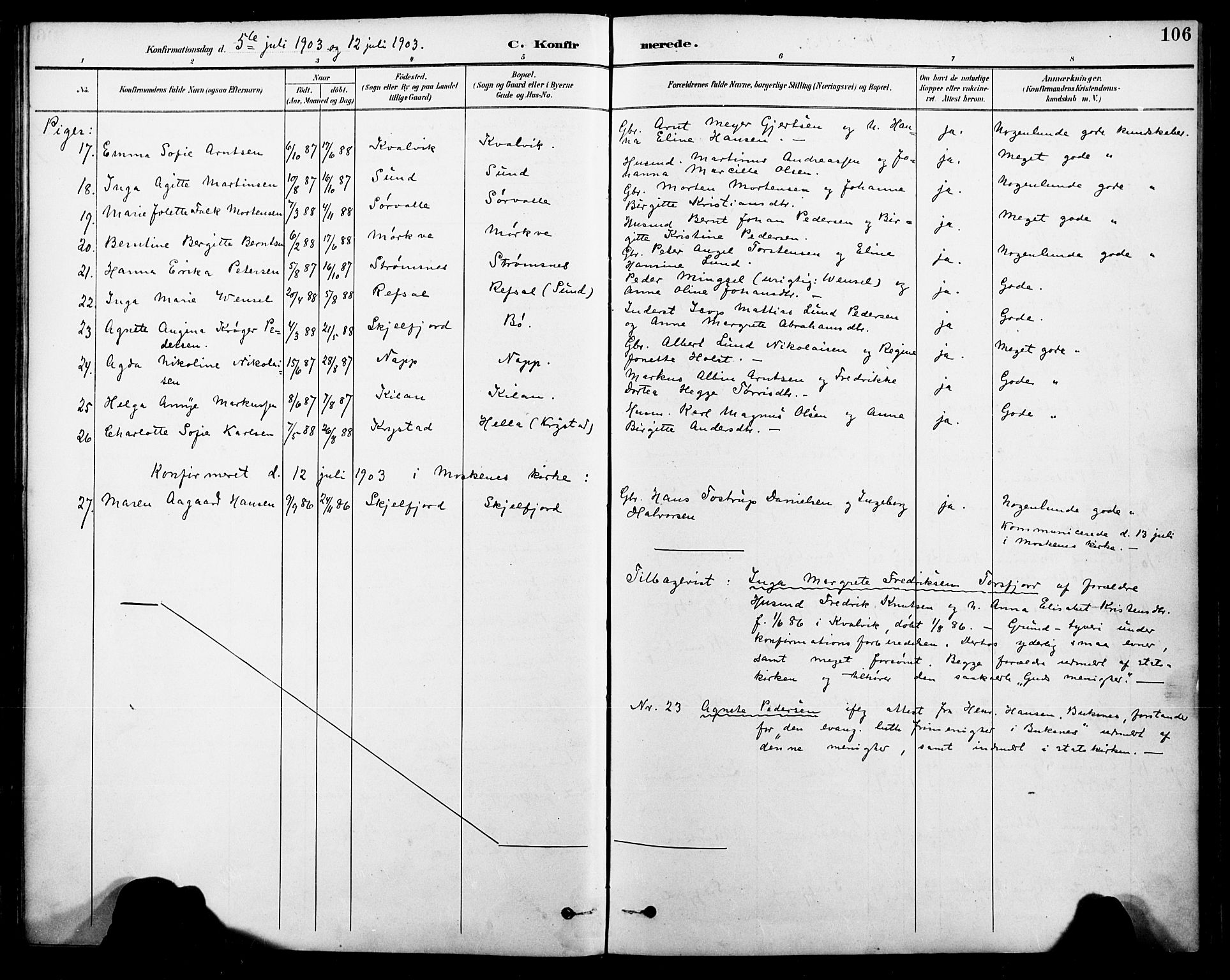 Ministerialprotokoller, klokkerbøker og fødselsregistre - Nordland, AV/SAT-A-1459/885/L1205: Parish register (official) no. 885A06, 1892-1905, p. 106