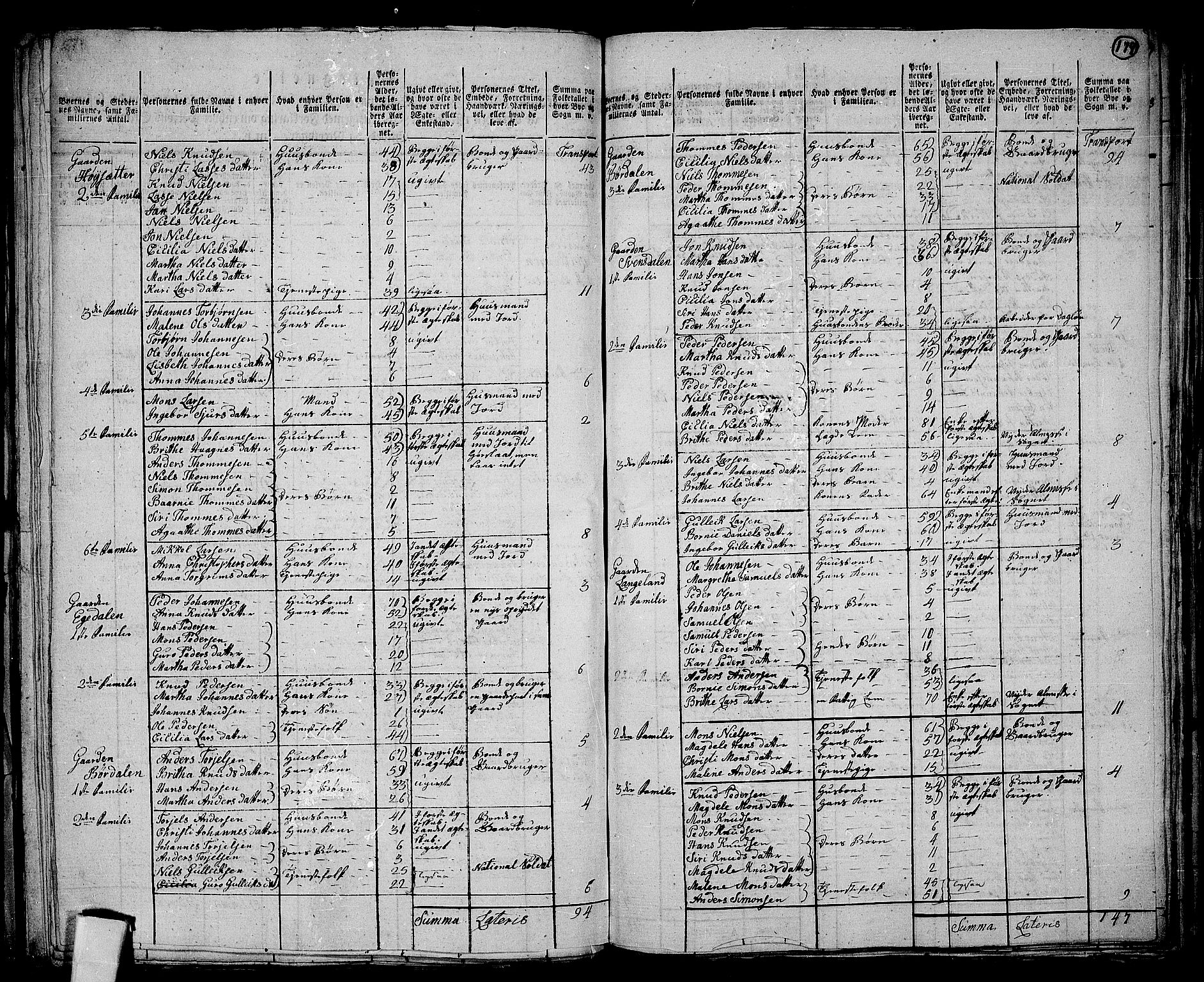 RA, 1801 census for 1243P Os, 1801, p. 178b-179a