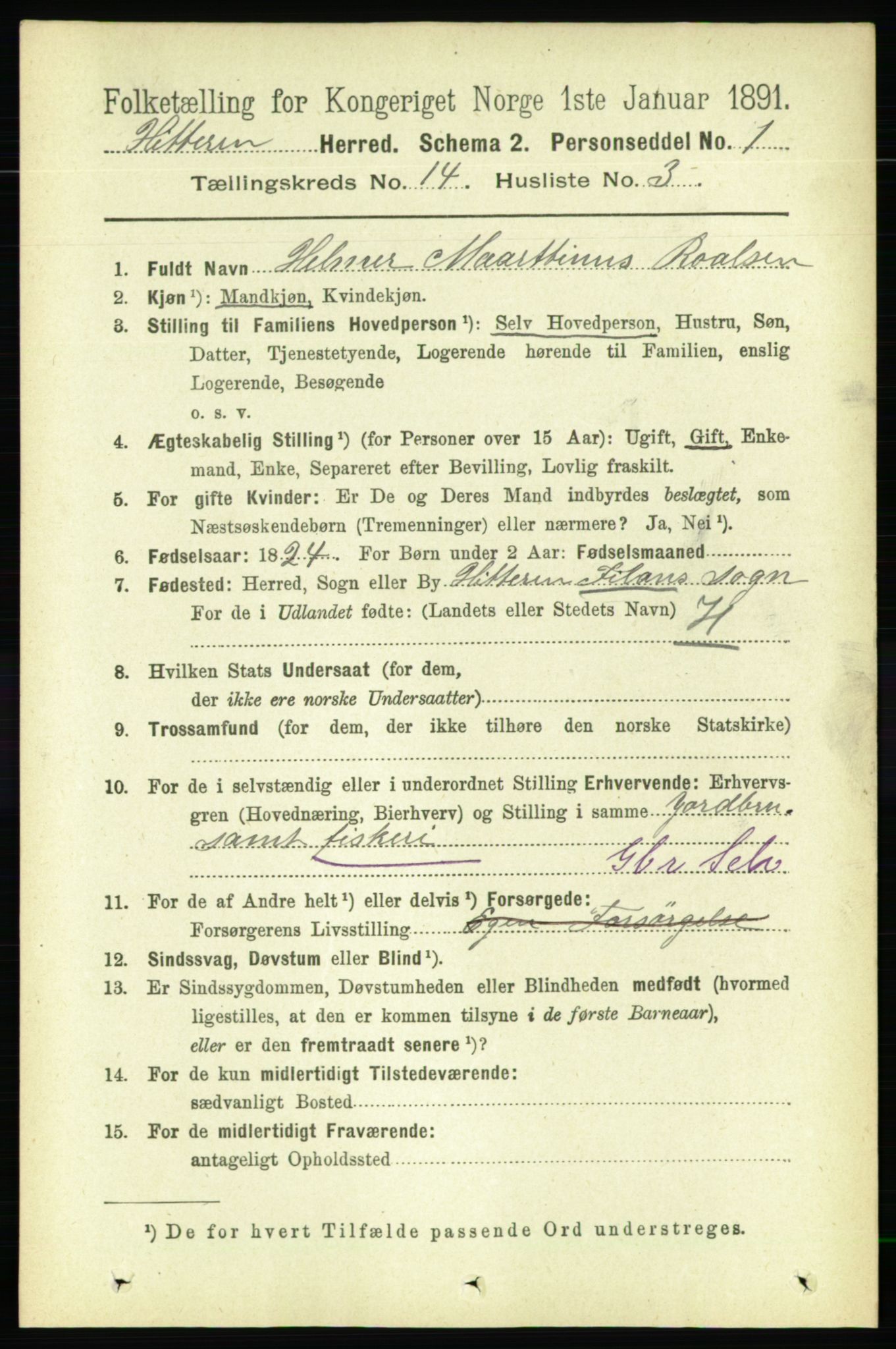 RA, 1891 census for 1617 Hitra, 1891, p. 2986