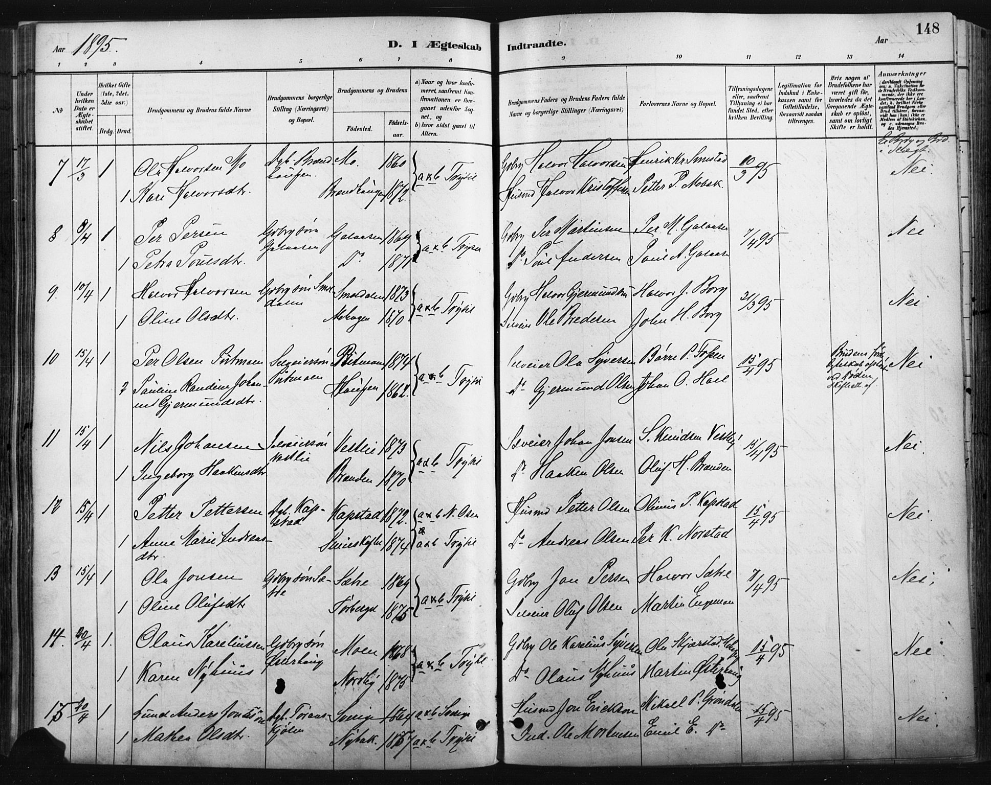 Trysil prestekontor, SAH/PREST-046/H/Ha/Haa/L0009: Parish register (official) no. 9, 1881-1897, p. 148