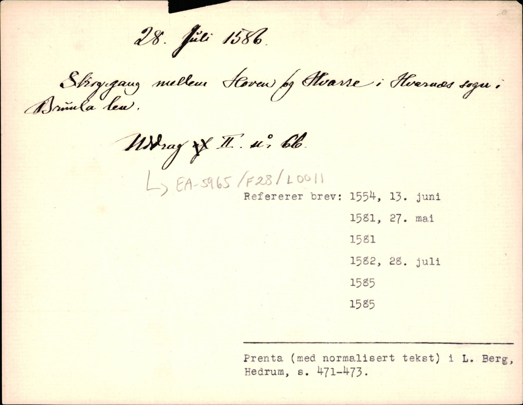 Riksarkivets diplomsamling, AV/RA-EA-5965/F35/F35d/L0001: Innlånte diplomer, seddelregister, 1316-1591, p. 589