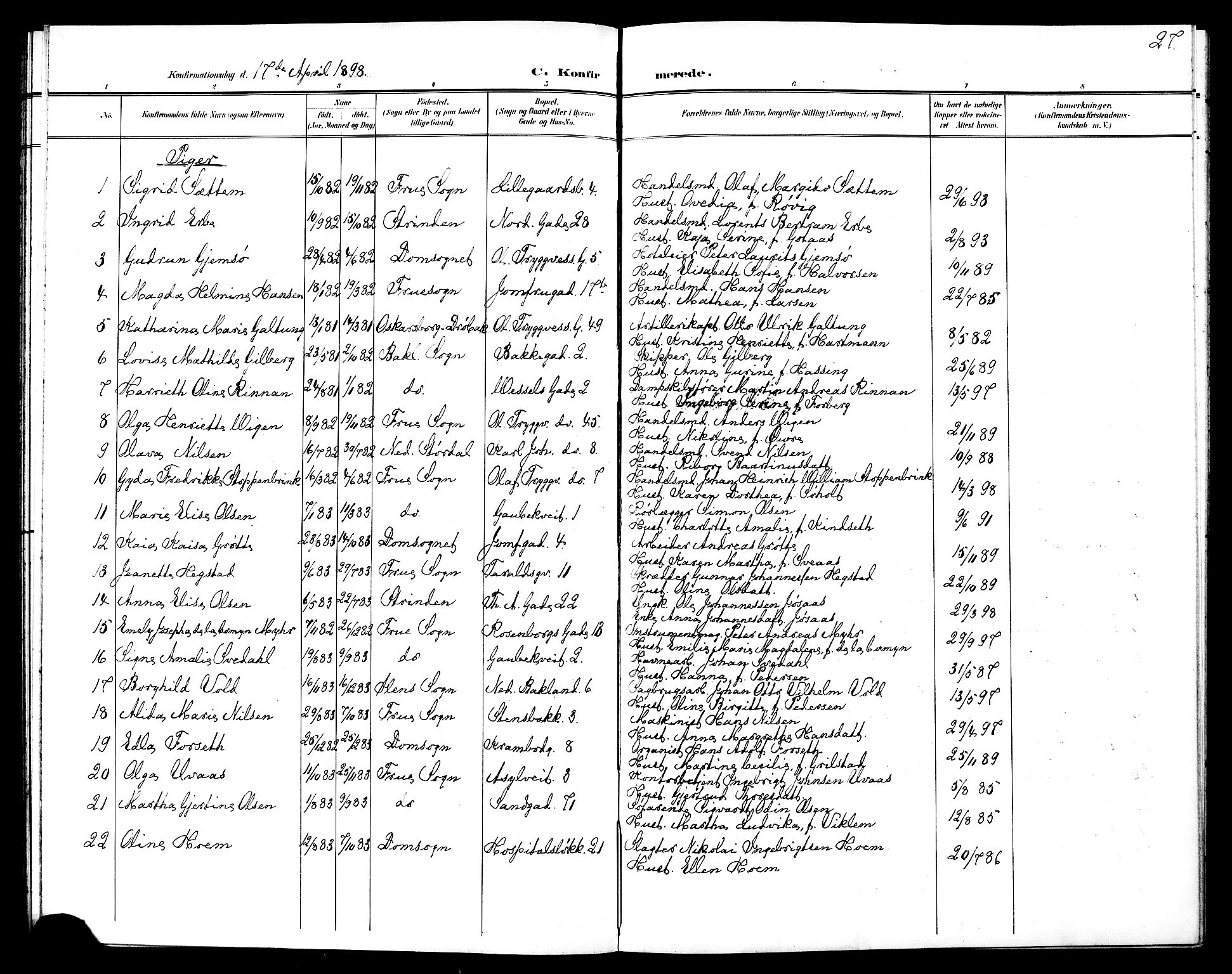 Ministerialprotokoller, klokkerbøker og fødselsregistre - Sør-Trøndelag, SAT/A-1456/602/L0144: Parish register (copy) no. 602C12, 1897-1905, p. 27