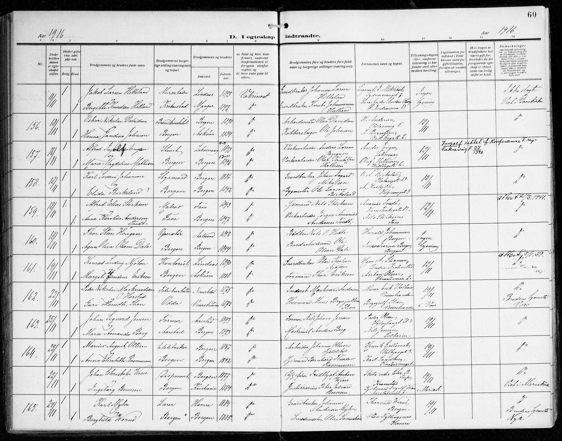 Johanneskirken sokneprestembete, SAB/A-76001/H/Haa/L0013: Parish register (official) no. D 2, 1912-1929, p. 60