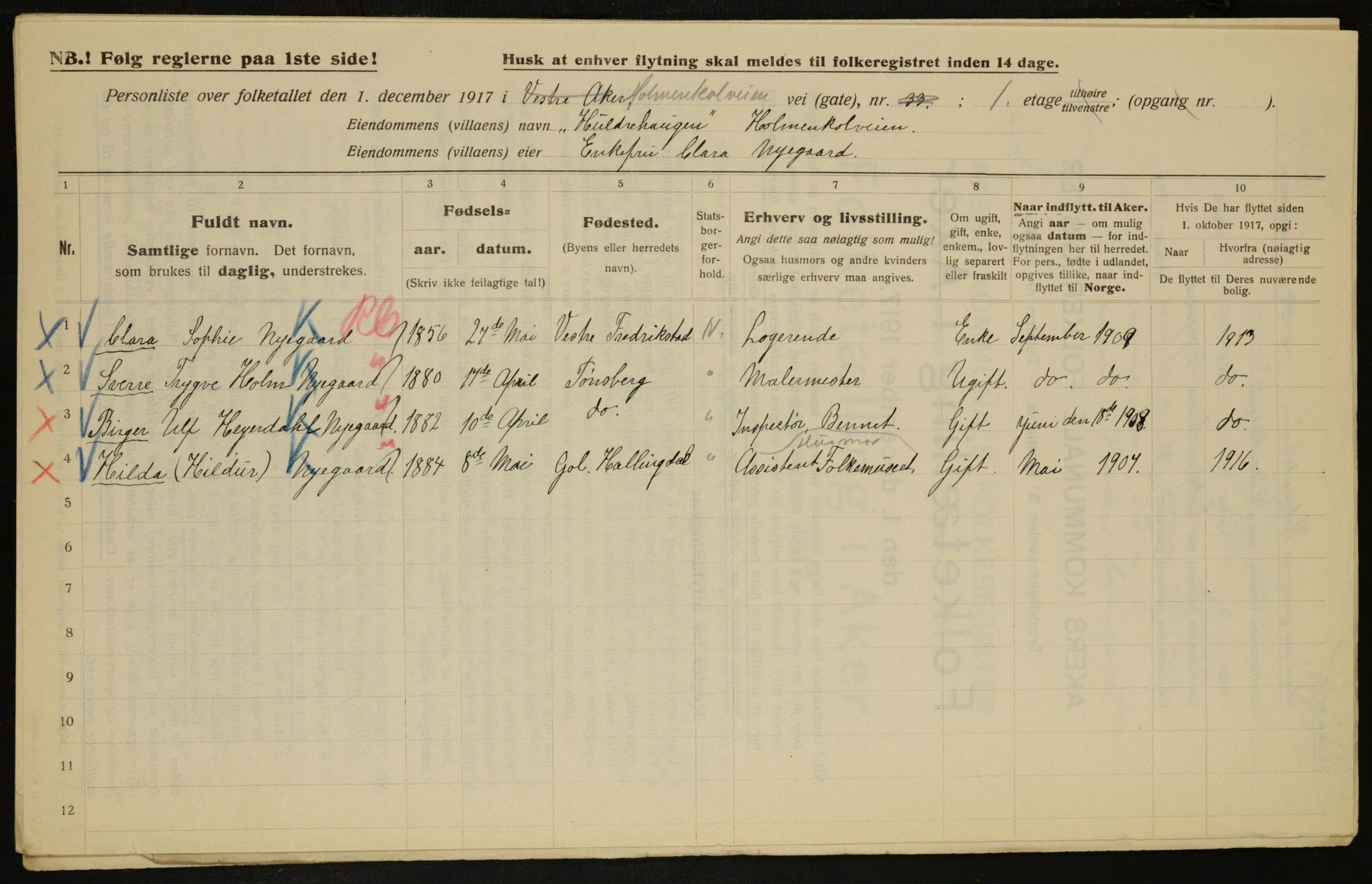 OBA, Municipal Census 1917 for Aker, 1917, p. 8247
