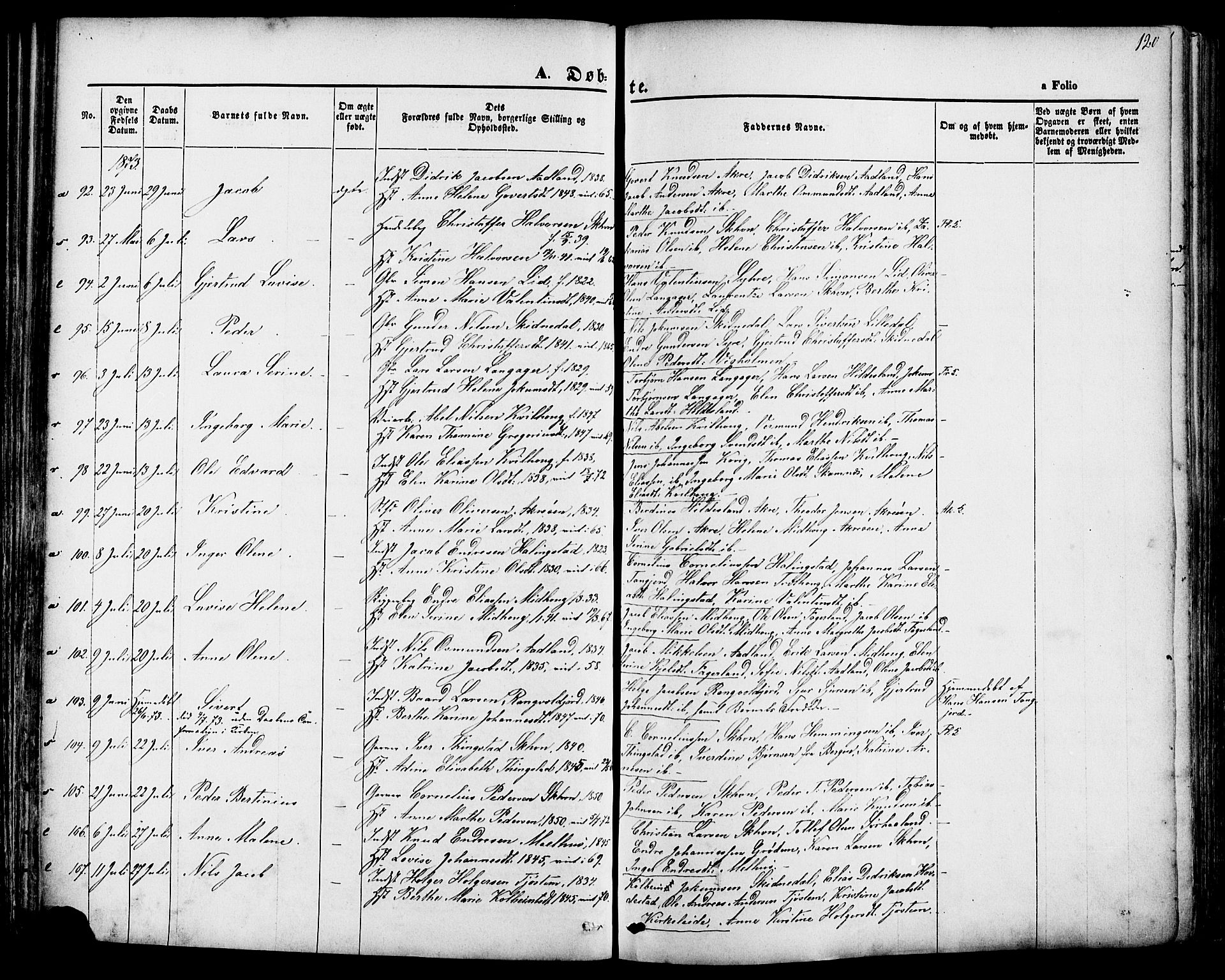 Skudenes sokneprestkontor, SAST/A -101849/H/Ha/Haa/L0006: Parish register (official) no. A 4, 1864-1881, p. 120