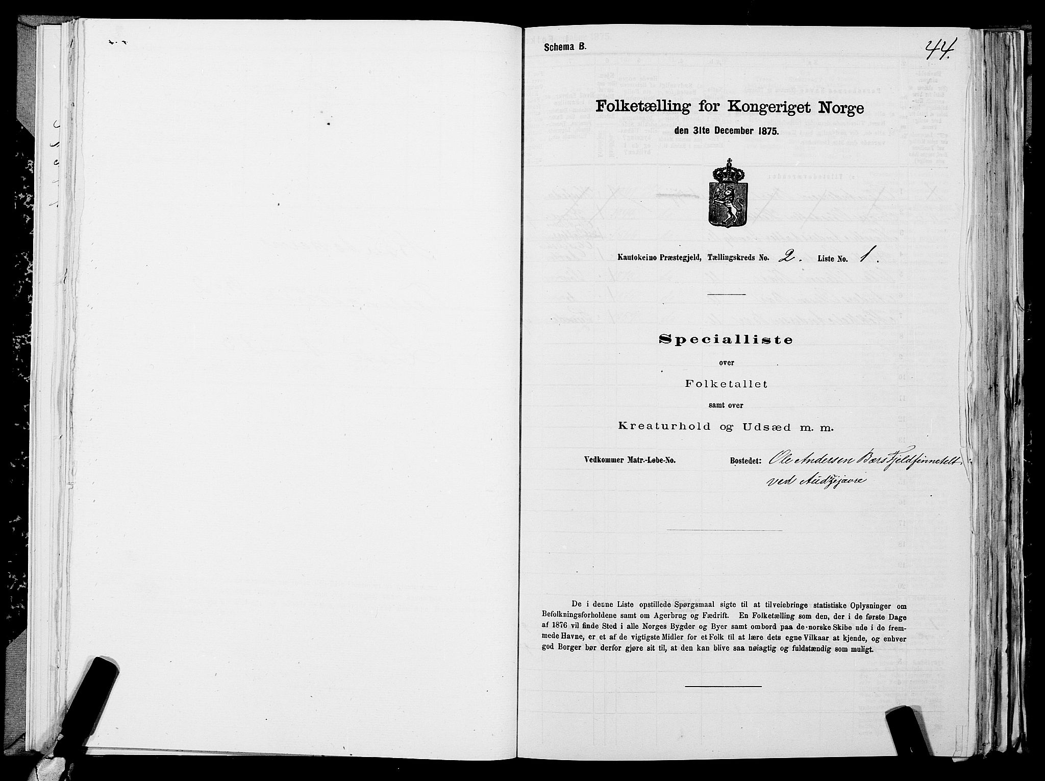 SATØ, 1875 census for 2011P Kautokeino, 1875, p. 1044