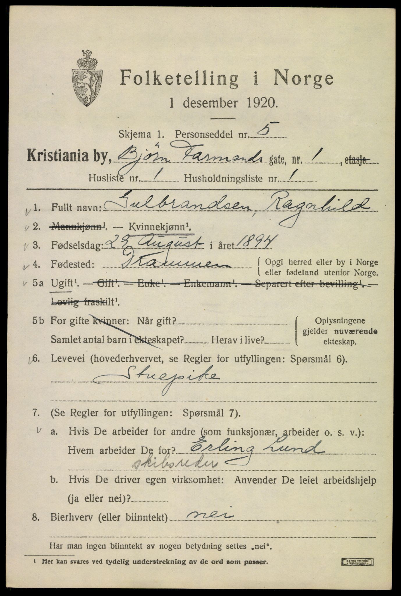 SAO, 1920 census for Kristiania, 1920, p. 163535