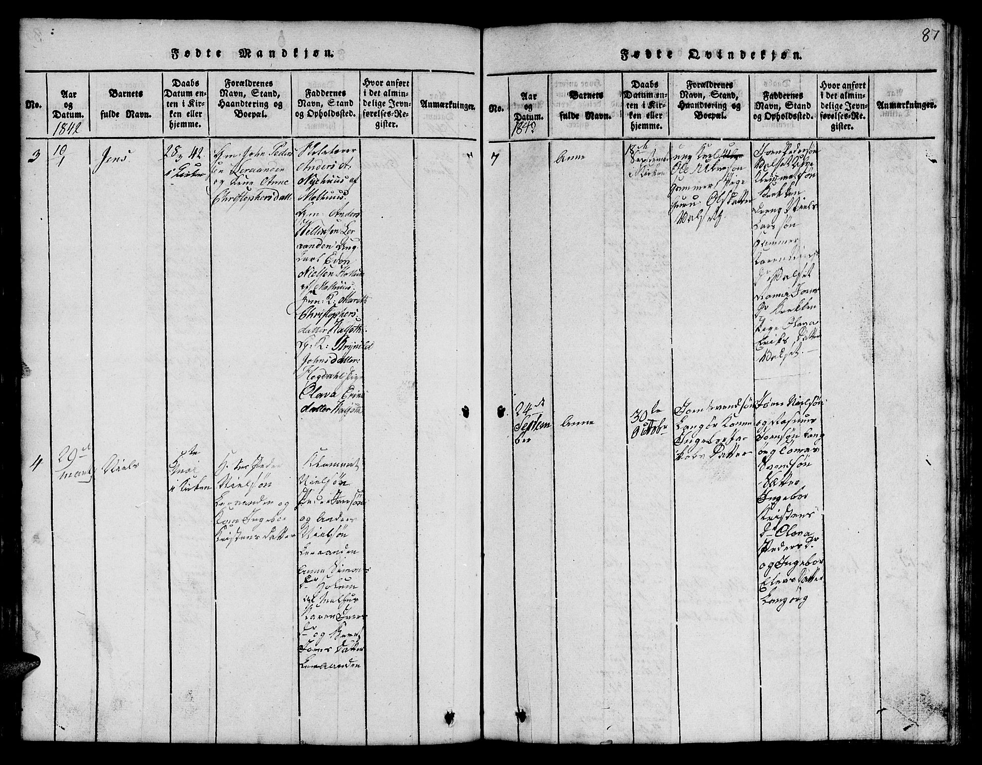 Ministerialprotokoller, klokkerbøker og fødselsregistre - Sør-Trøndelag, SAT/A-1456/666/L0788: Parish register (copy) no. 666C01, 1816-1847, p. 87