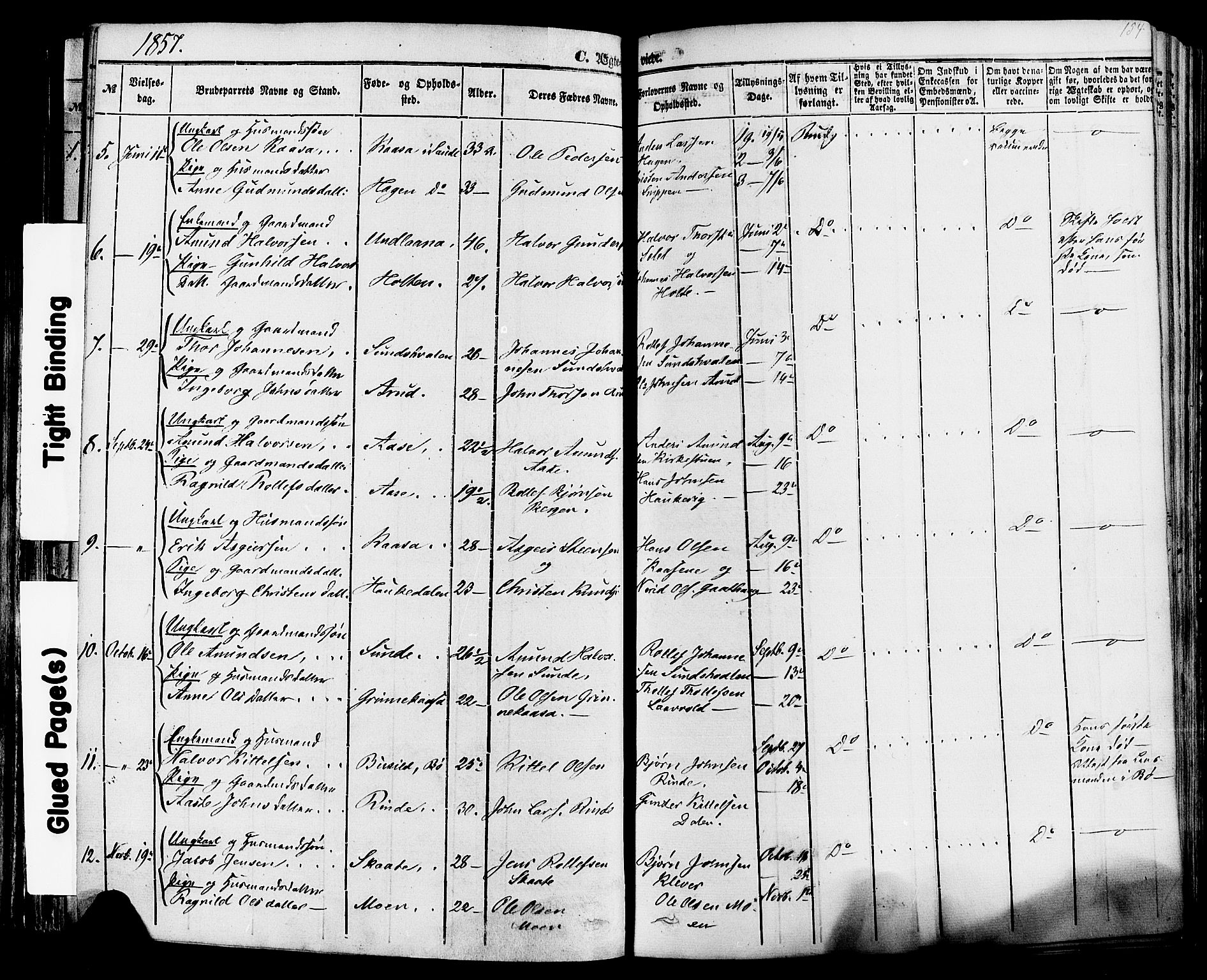 Sauherad kirkebøker, SAKO/A-298/F/Fa/L0007: Parish register (official) no. I 7, 1851-1873, p. 154