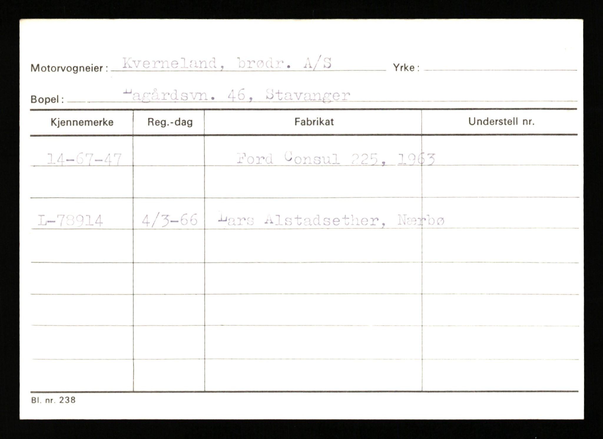 Stavanger trafikkstasjon, AV/SAST-A-101942/0/G/L0010: Registreringsnummer: 130000 - 239953, 1930-1971, p. 539