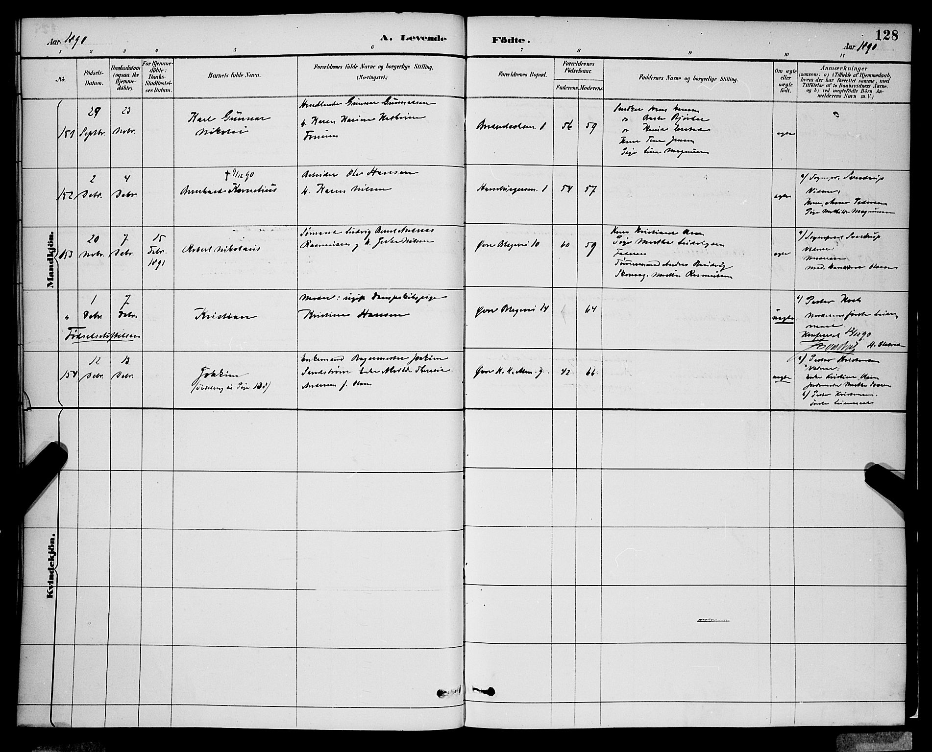 Korskirken sokneprestembete, AV/SAB-A-76101/H/Hab: Parish register (copy) no. B 9, 1887-1896, p. 128