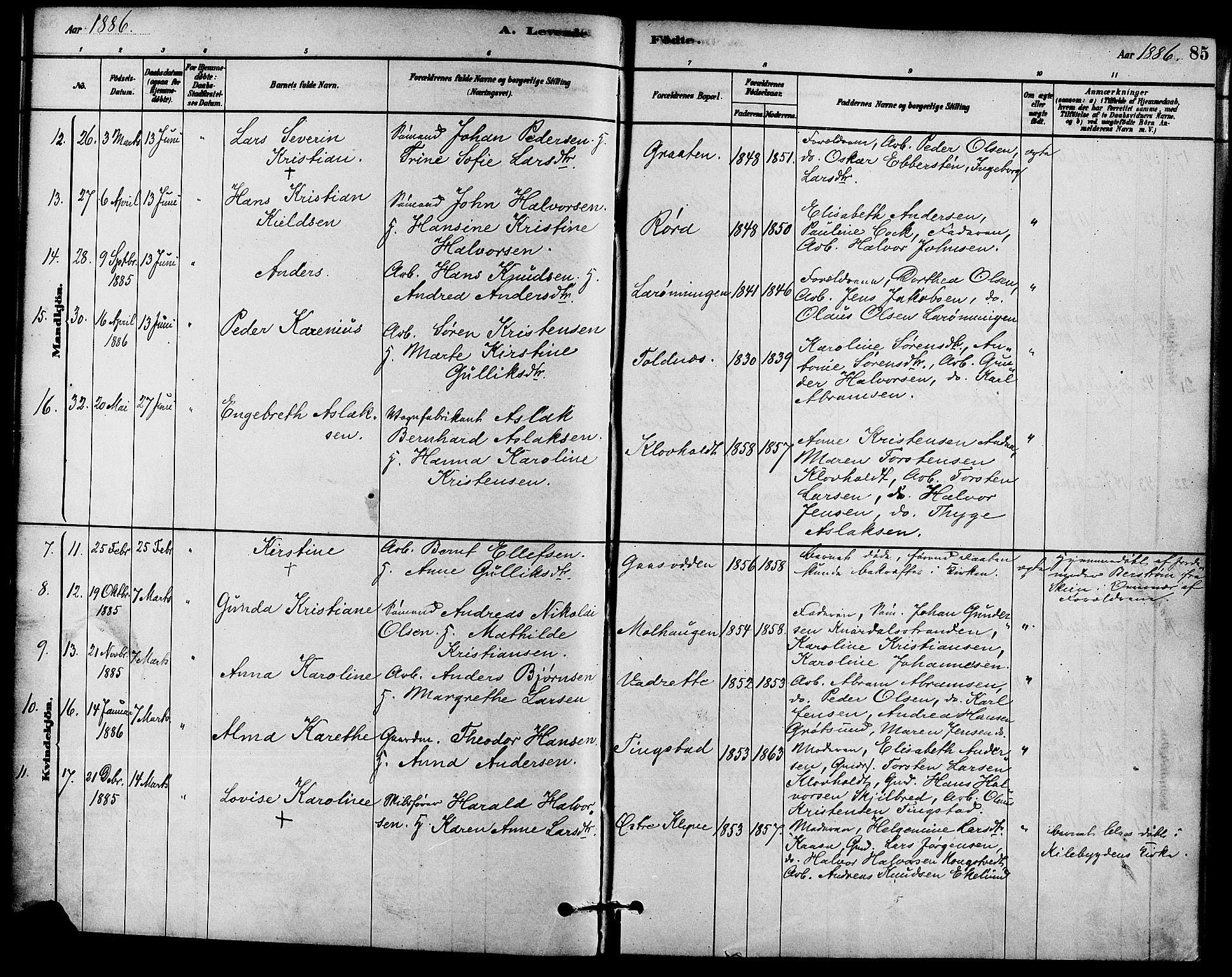 Solum kirkebøker, AV/SAKO-A-306/F/Fa/L0009: Parish register (official) no. I 9, 1877-1887, p. 85