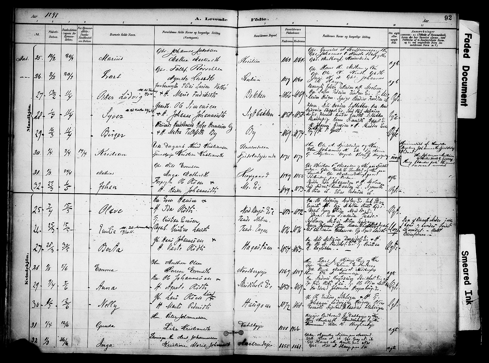 Ringsaker prestekontor, AV/SAH-PREST-014/K/Ka/L0017: Parish register (official) no. 17, 1891-1902, p. 92